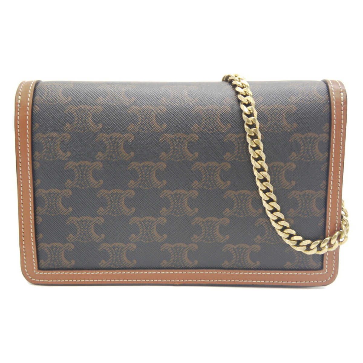 Celine Brown Canvas Leather Shoulder Bag (Pre-Owned)