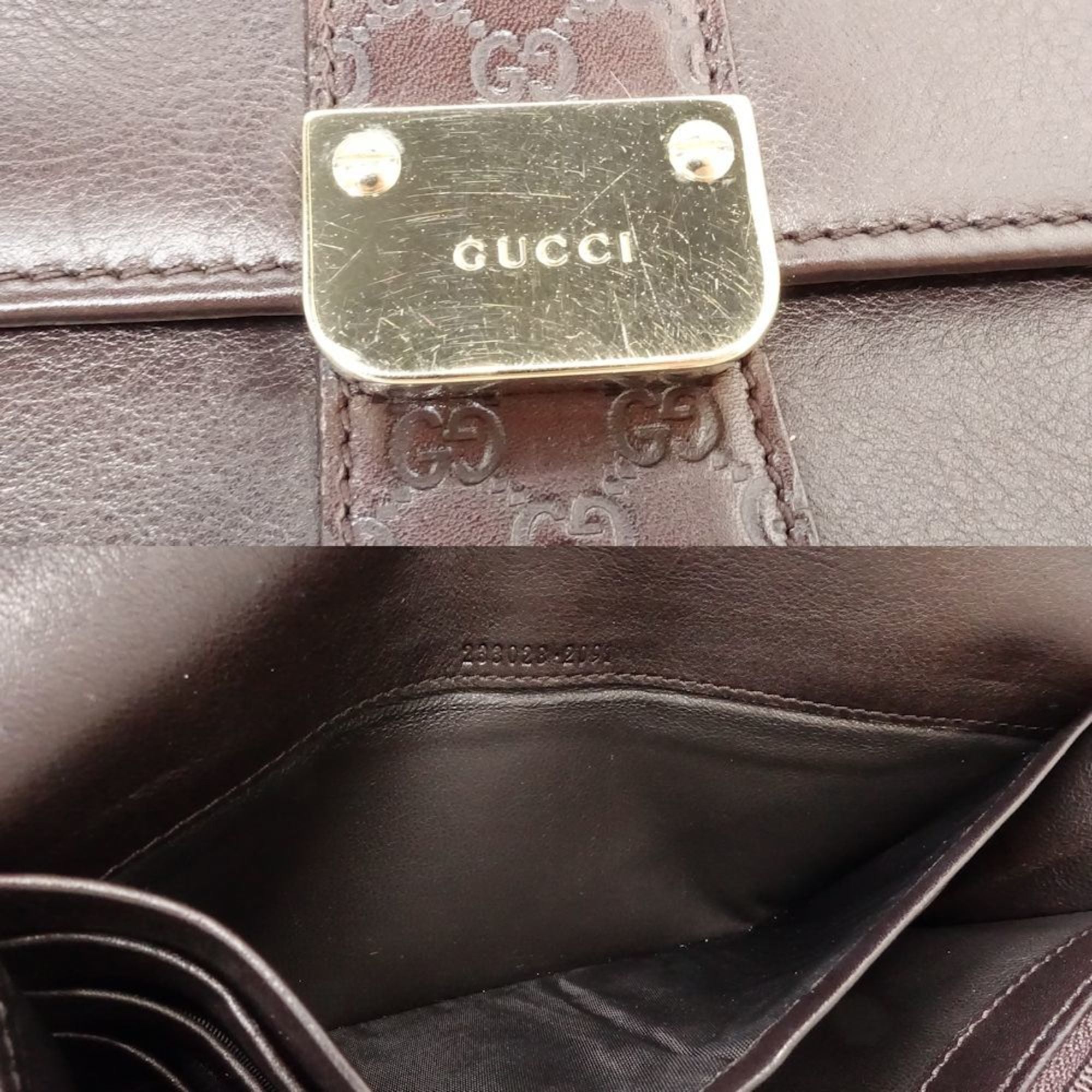 Gucci Dark Brown Leather Long Wallet (Bi-Fold) (Pre-Owned)