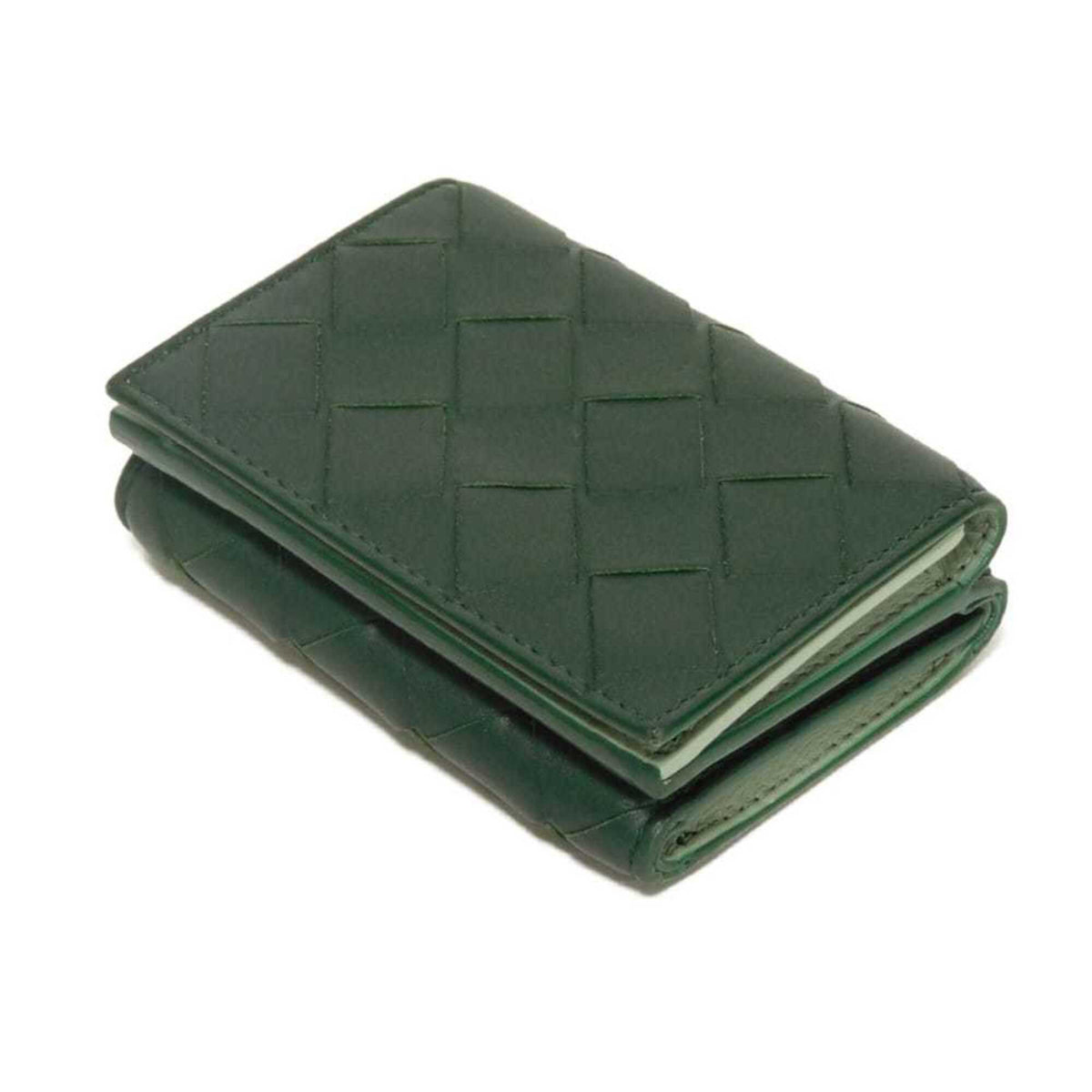 Bottega Veneta Green Intrecciato Wallet (Tri-Fold) (Pre-Owned)