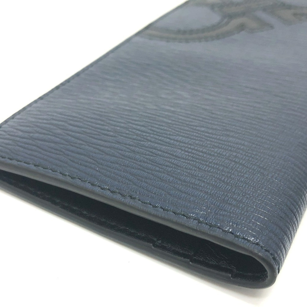 Salvatore Ferragamo Gancini Navy Leather Long Wallet (Bi-Fold) (Pre-Owned)