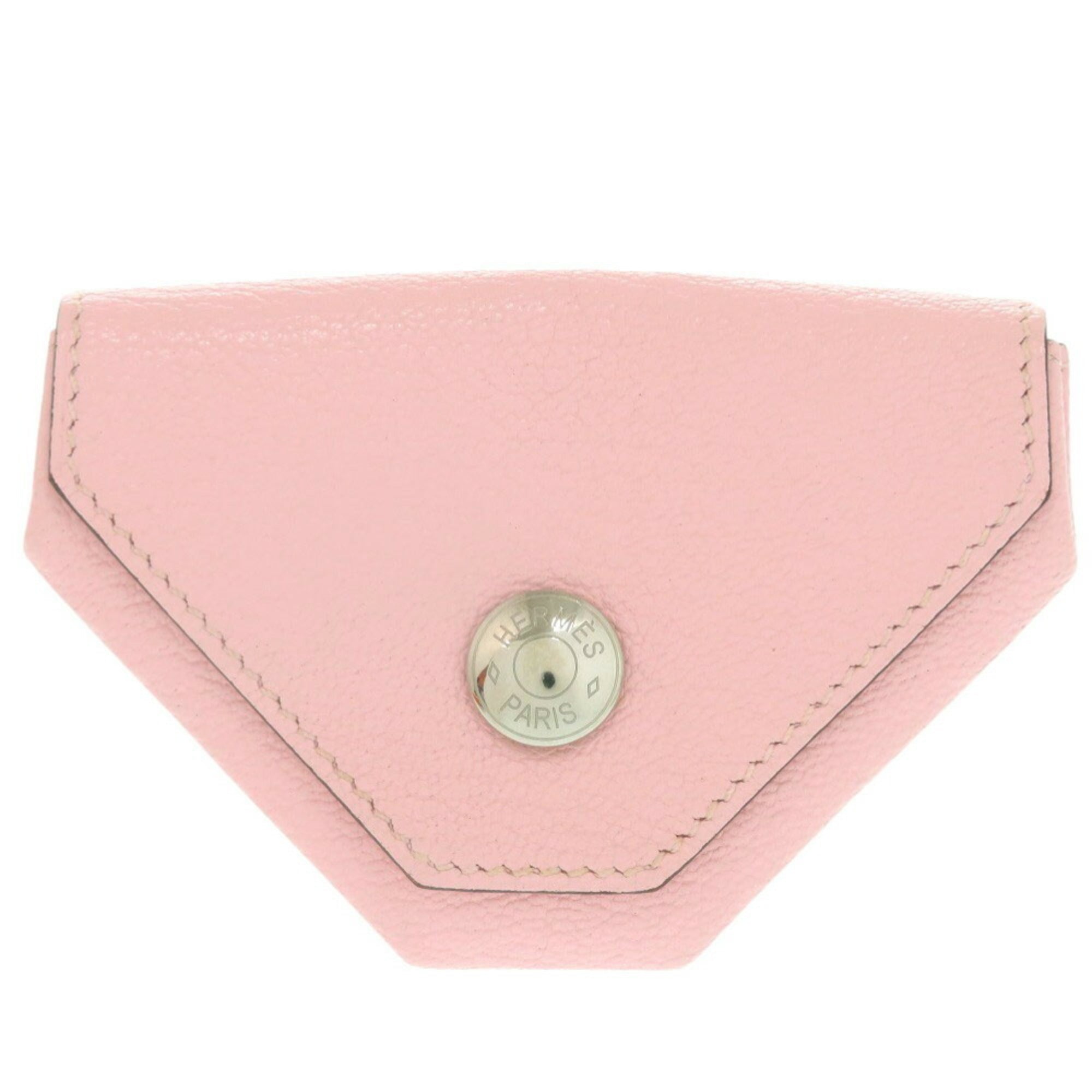Hermes Rose Sakura Chevre Leather Coin Purse/Coin Case (Pre-Owned)