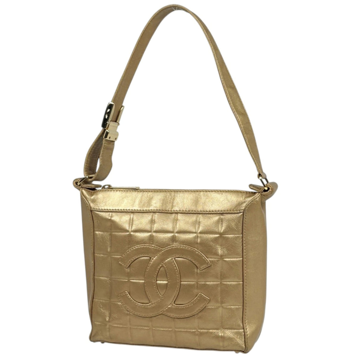 Chanel Chocolate Bar Gold Leather Shoulder Bag (Pre-Owned)