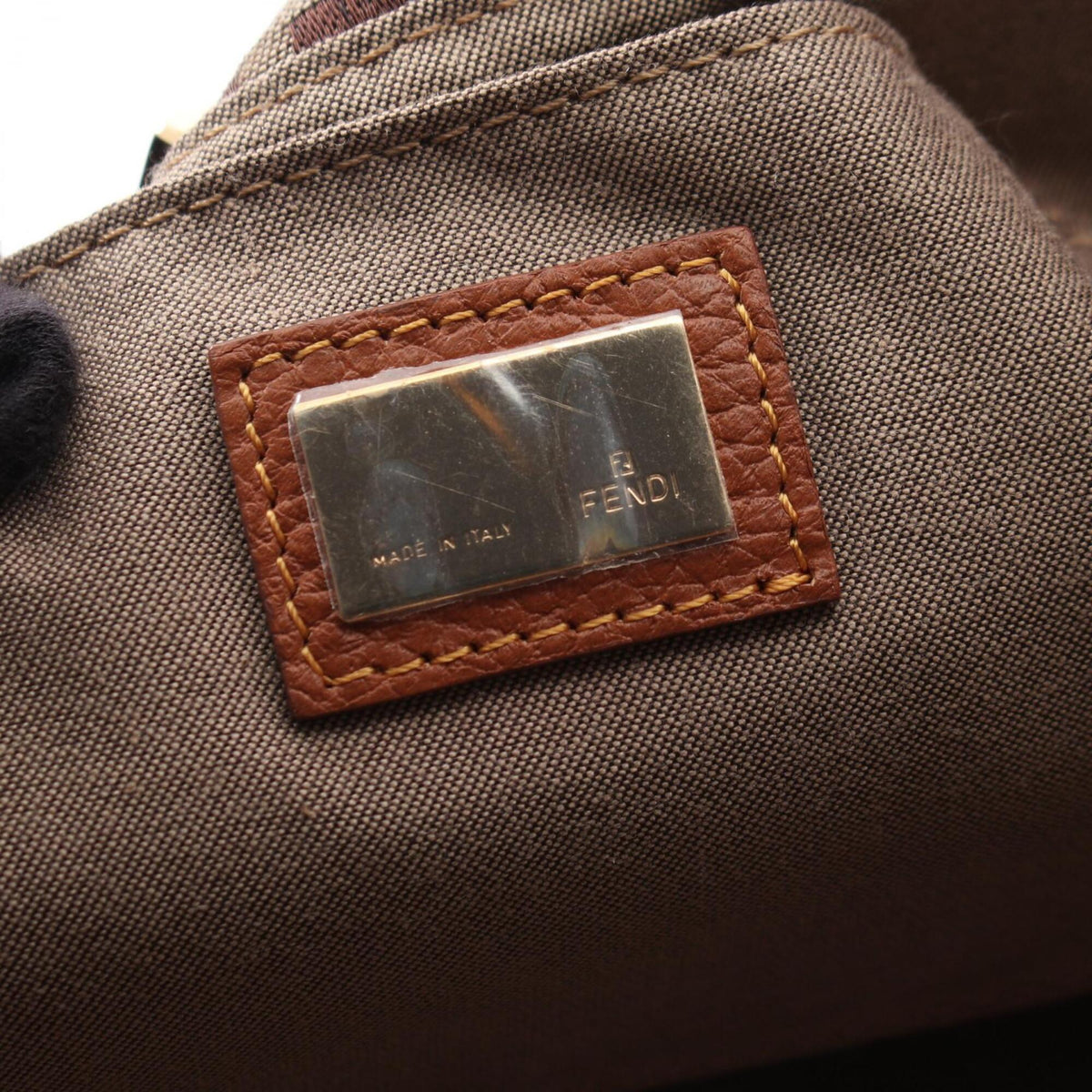 Fendi Beige Brown Canvas Leather Handbag Tote Bag (Pre-Owned)