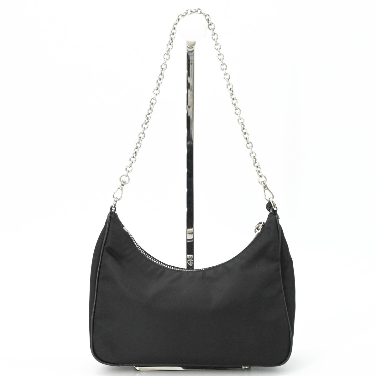 Prada Black Nylon Leather Handbag Pouch Shoulder Bag (Pre-Owned)