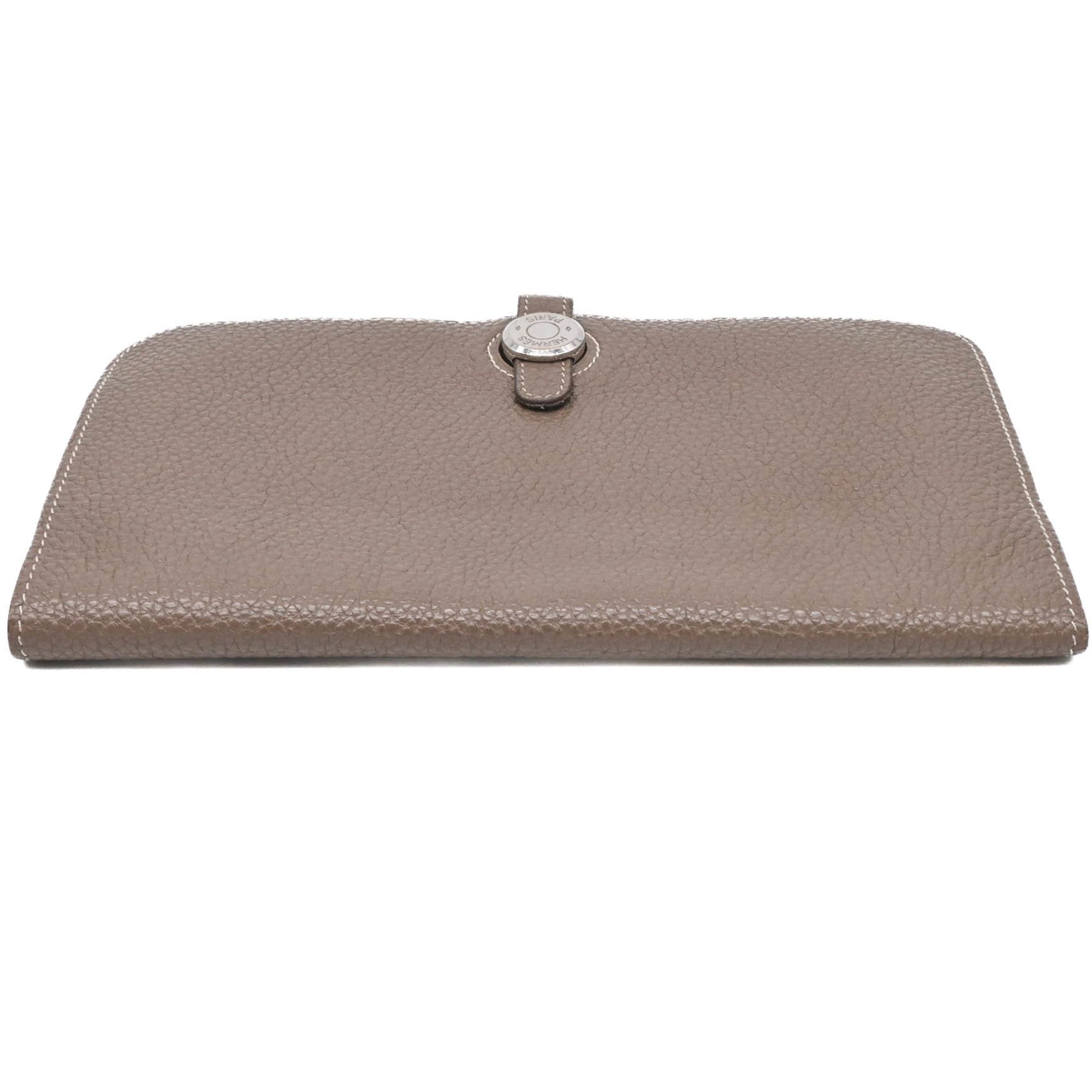 Hermes Dogon Duo Etoupe Gray Grayish Togo Leather Long Wallet (Bi-Fold) (Pre-Owned)