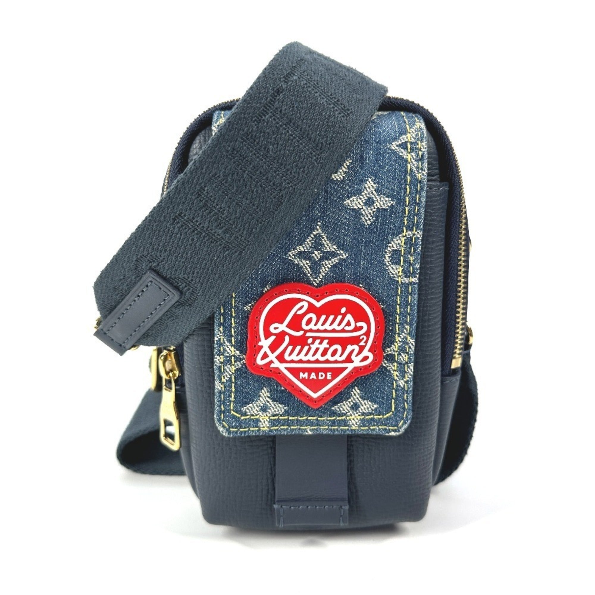 Louis Vuitton Blue Denim Leather Pochette Pouch Shoulder Bag (Pre-Owned)
