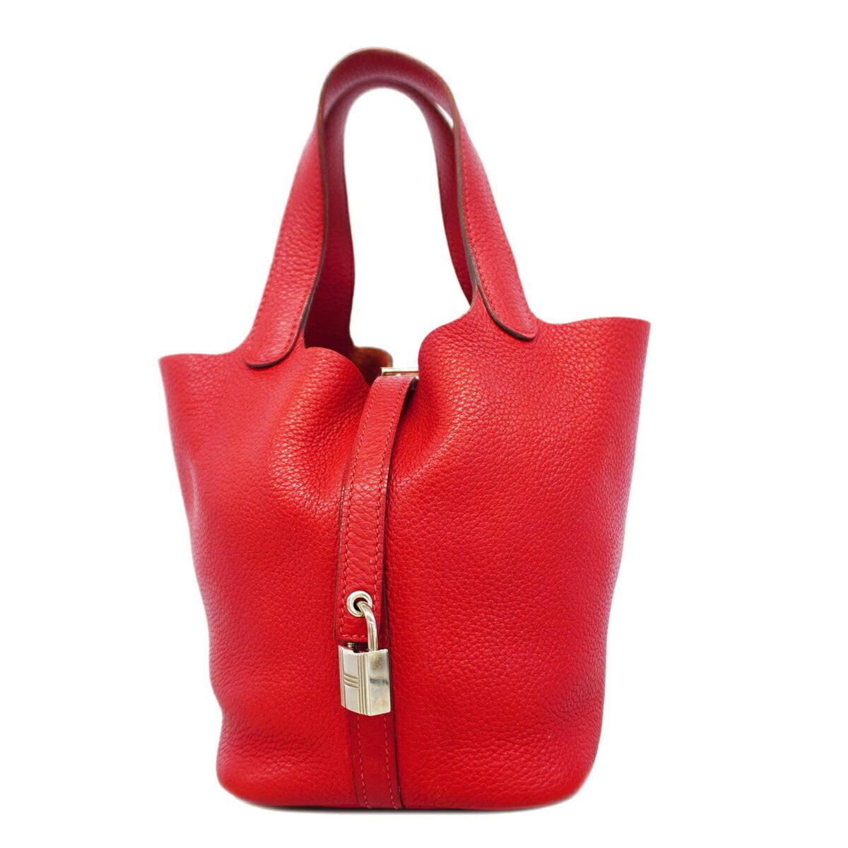 Hermes Rouge Casaque Taurillon Clemence Leather Handbag (Pre-Owned)