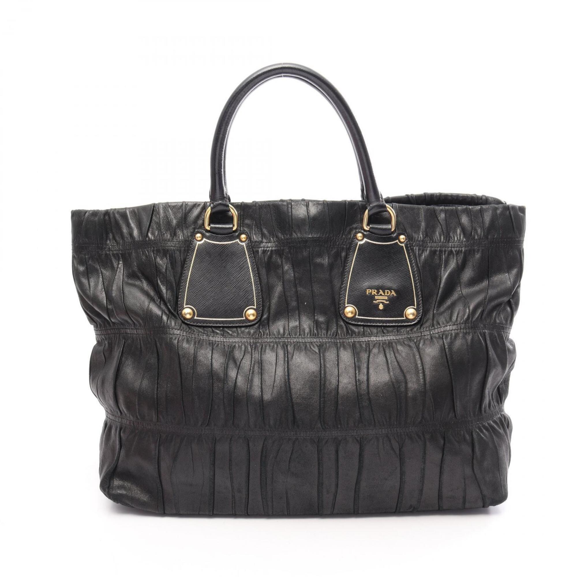 Prada Black Leather Handbag Tote Bag (Pre-Owned)