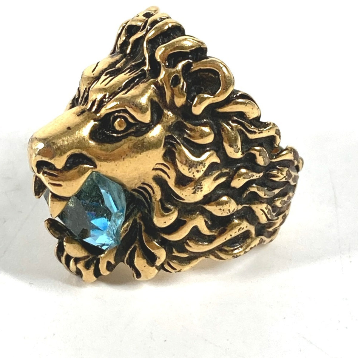 Gucci Gold Light Blue Metal Band Ring (Pre-Owned)