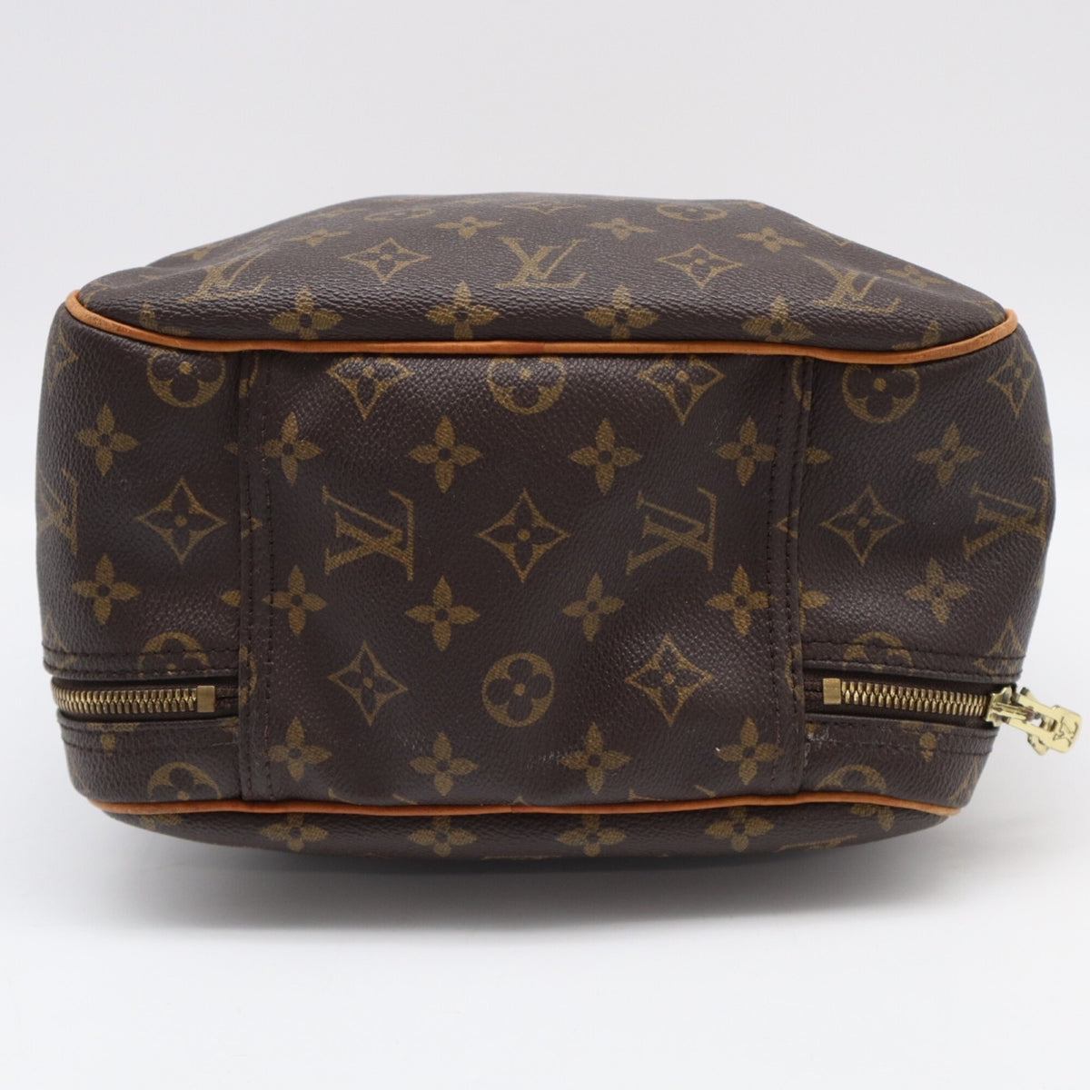 Louis Vuitton Beige Brown Monogram Coated Canvas Leather Handbag (Pre-Owned)