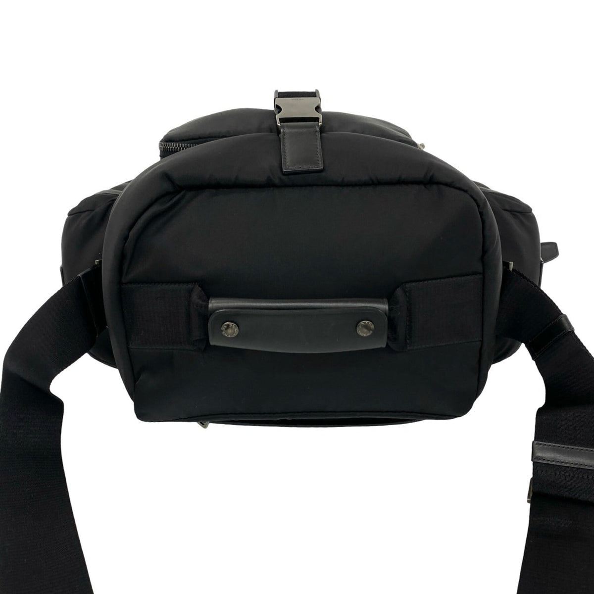 Prada Black Nylon Leather Shoulder Bag Vanity Bag (Pre-Owned)