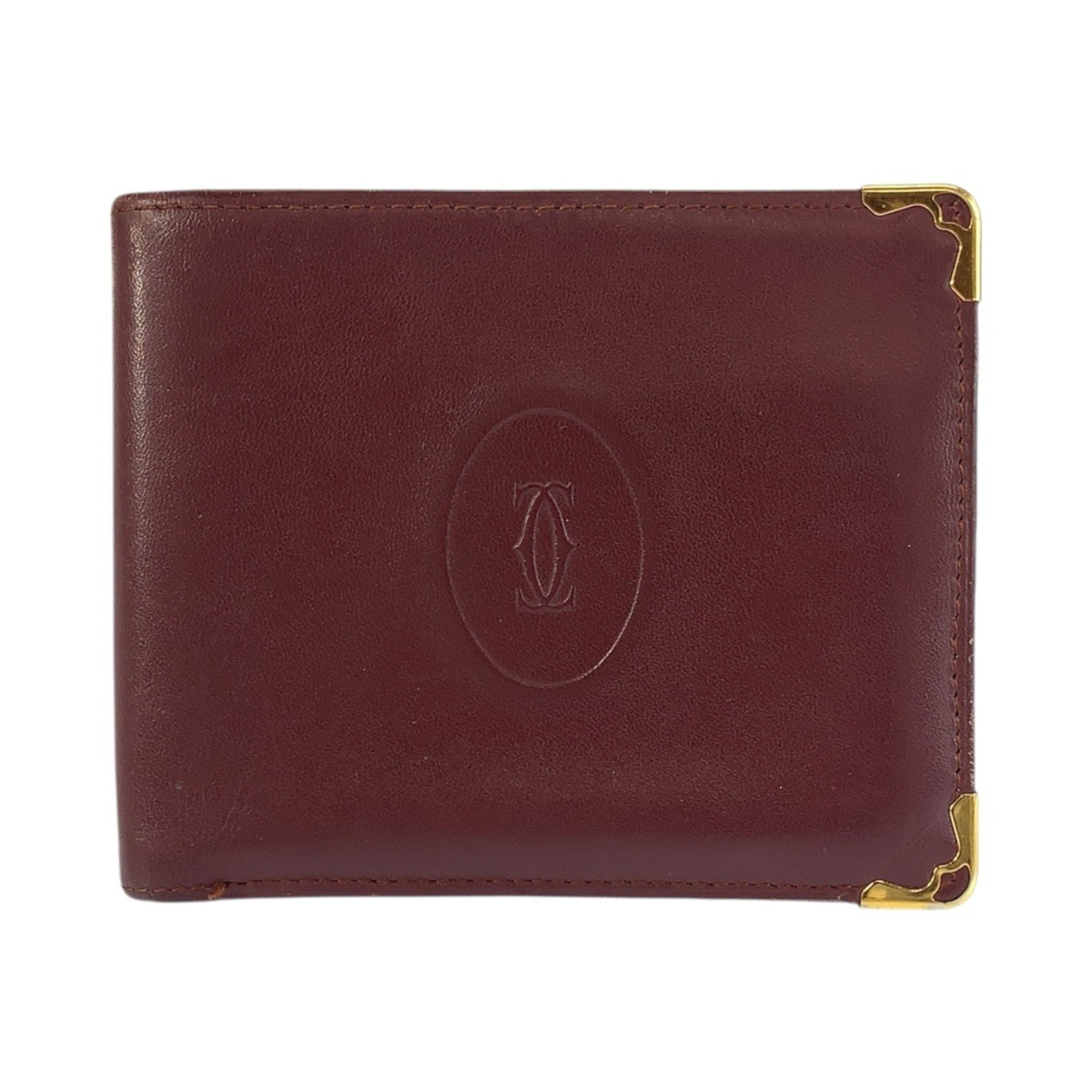 Cartier Bordeaux Wine Red Leather Wallet (Bi-Fold) (Pre-Owned)