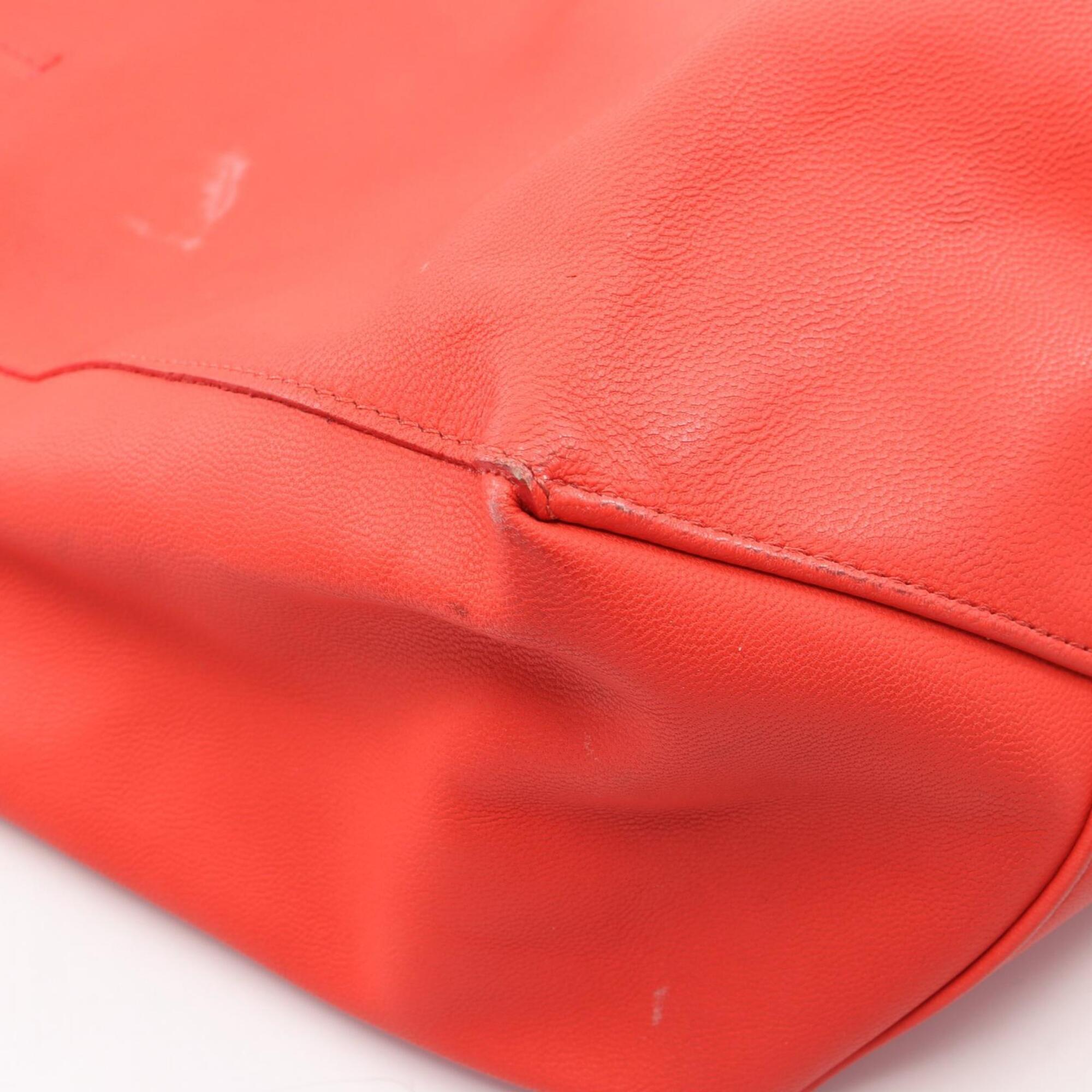 Celine Cabas Red Color Leather Handbag Tote Bag (Pre-Owned)