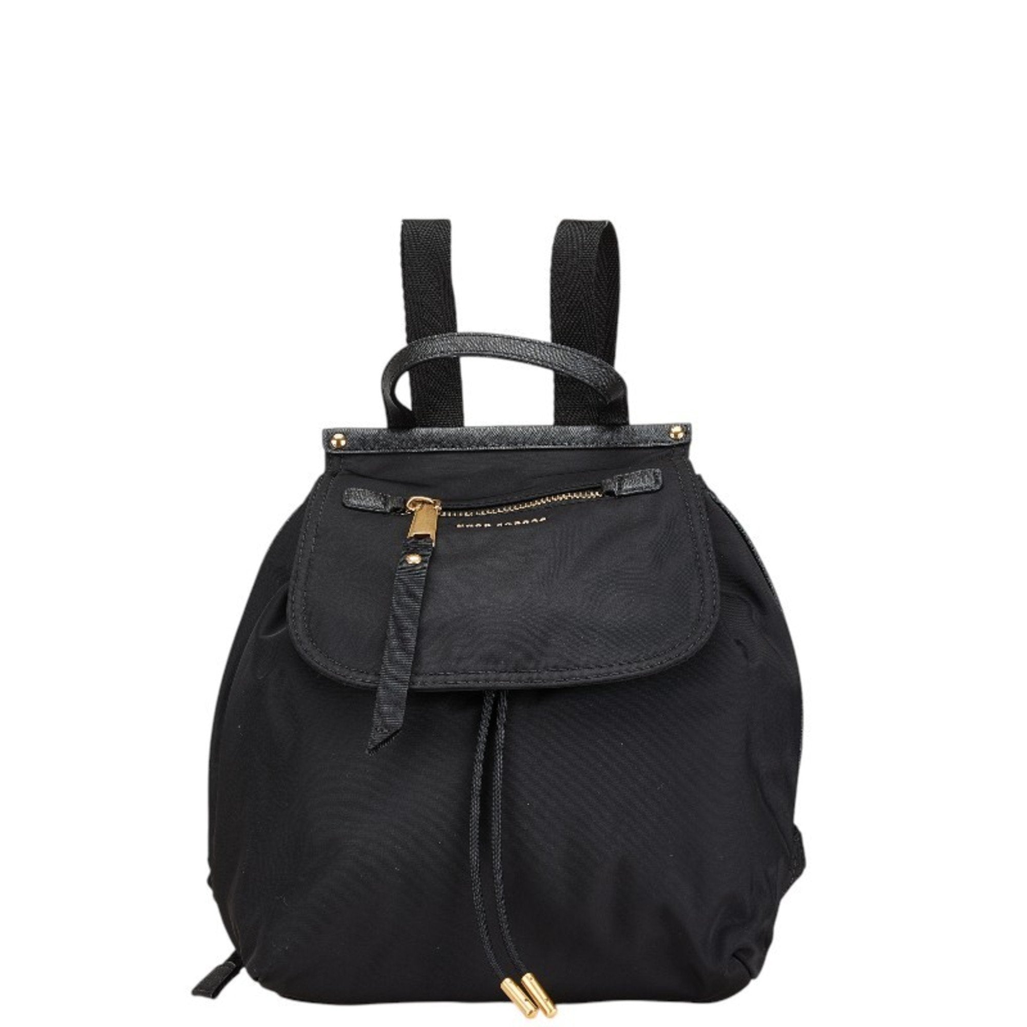 Marc By Marc Jacobs Black Gold Nylon Leather Backpack (Pre-Owned)