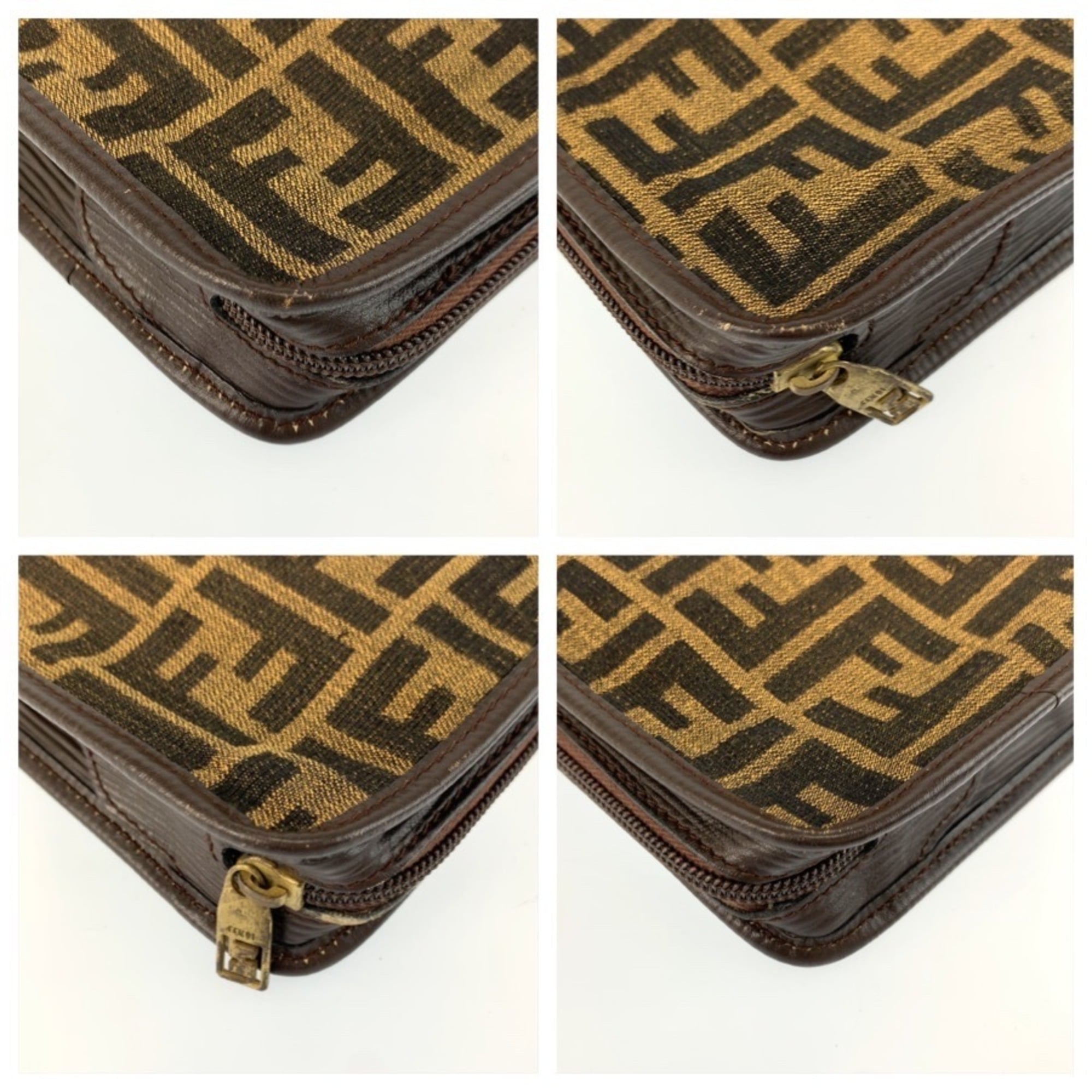 Fendi Brown Canvas Clutch Bag (Pre-Owned)