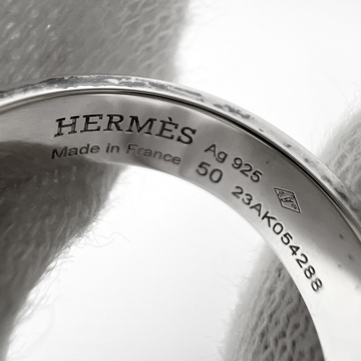 Hermes Silver Silver 925 Band Ring (Pre-Owned)