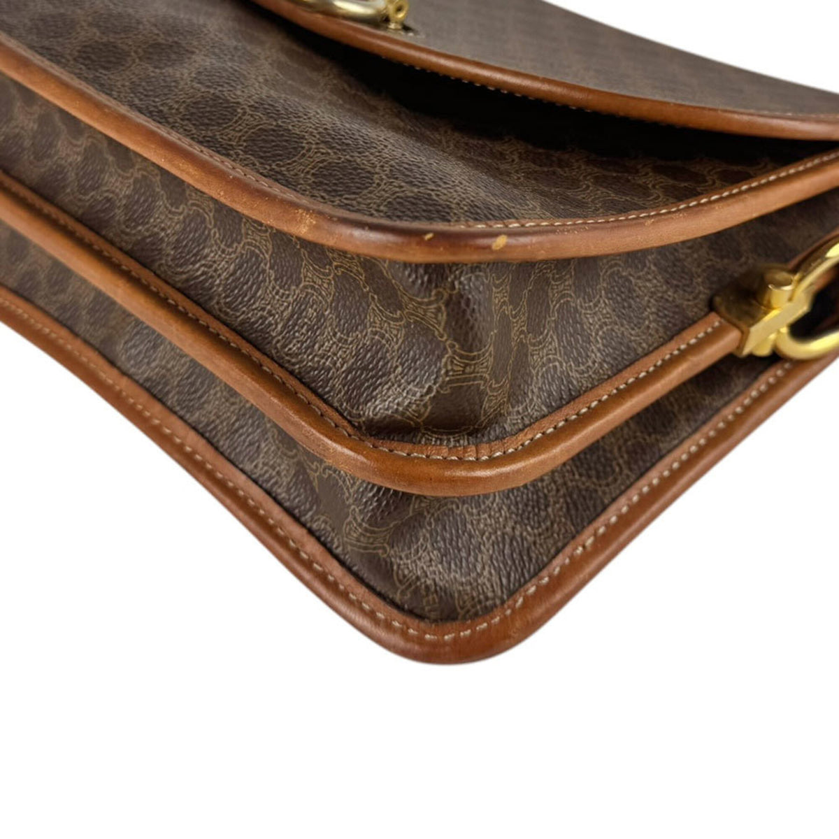 Celine Brown Coated Canvas Shoulder Bag (Pre-Owned)
