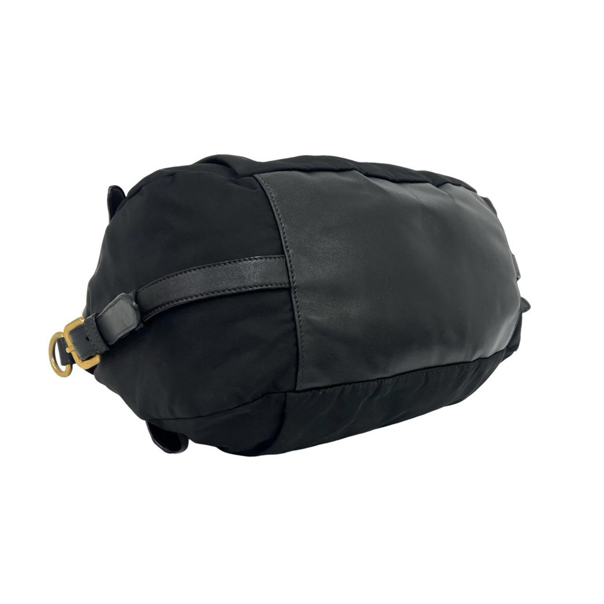 Prada Black Nylon Leather Handbag Shoulder Bag Tote Bag (Pre-Owned)