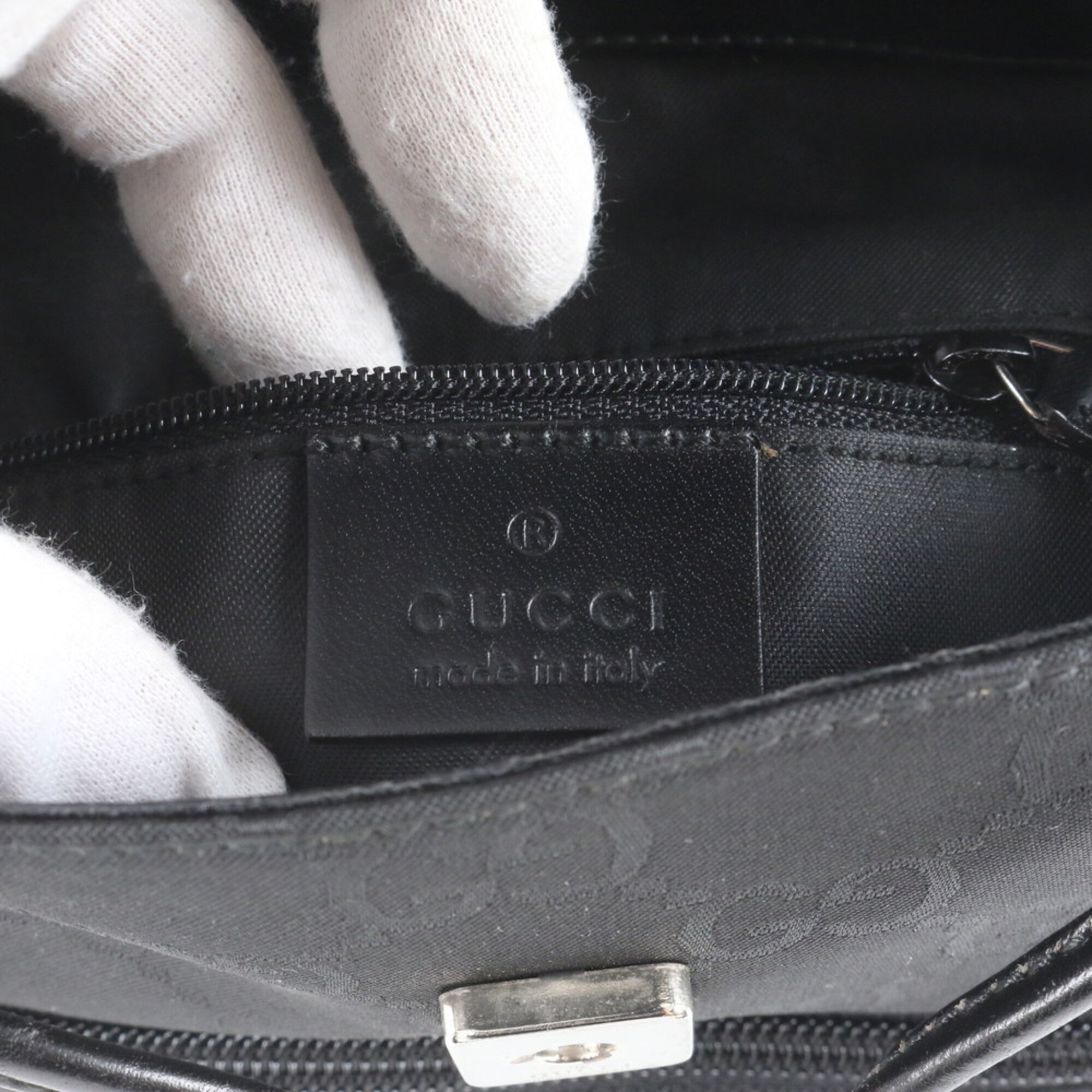 Gucci Black Leather Nylon Backpack Shoulder Bag (Pre-Owned)