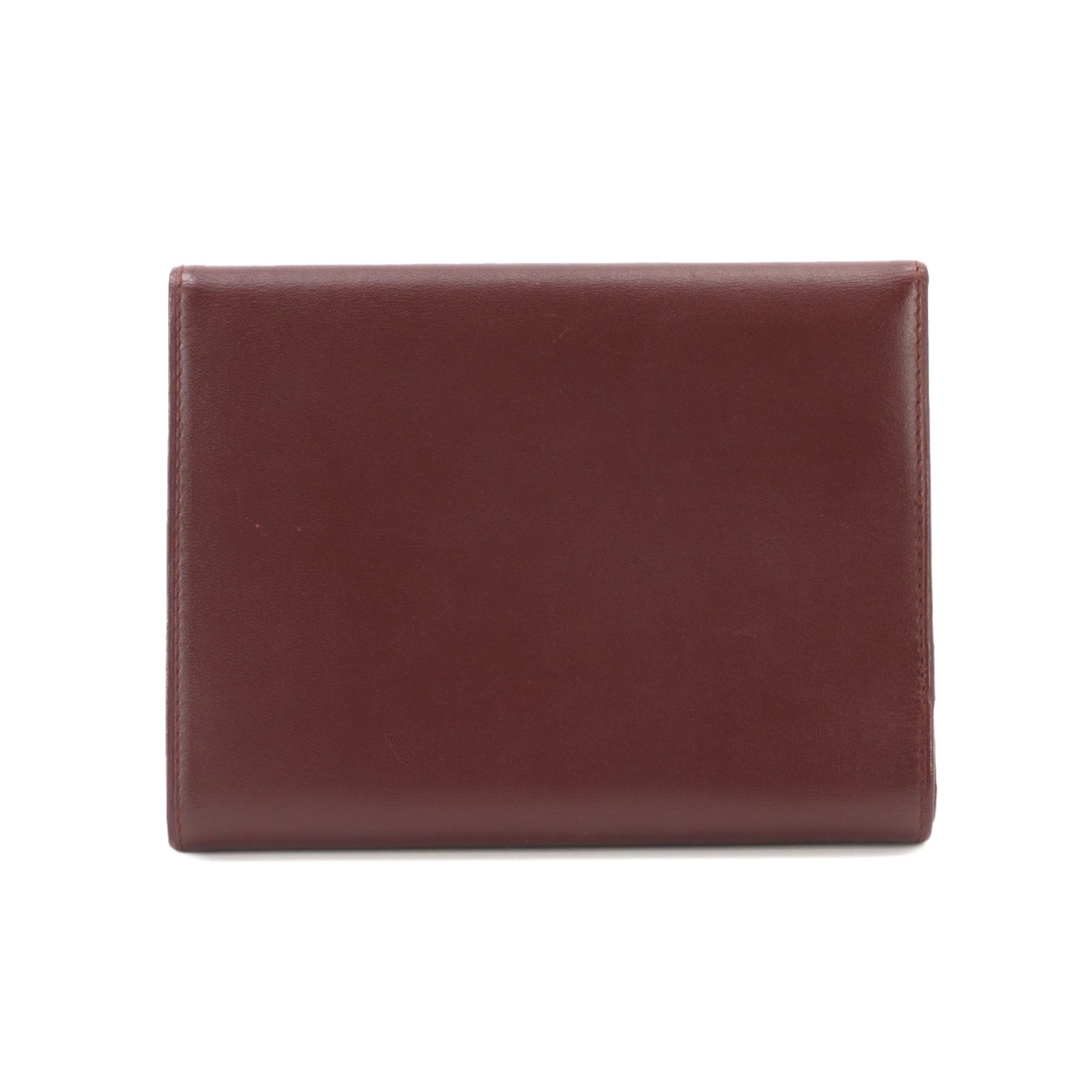 Cartier Bordeaux Leather Wallet (Tri-Fold) (Pre-Owned)