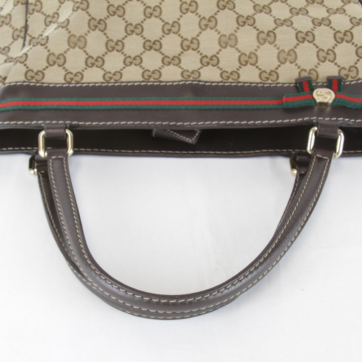 Gucci Brown Gg Canvas Leather Tote Bag (Pre-Owned)