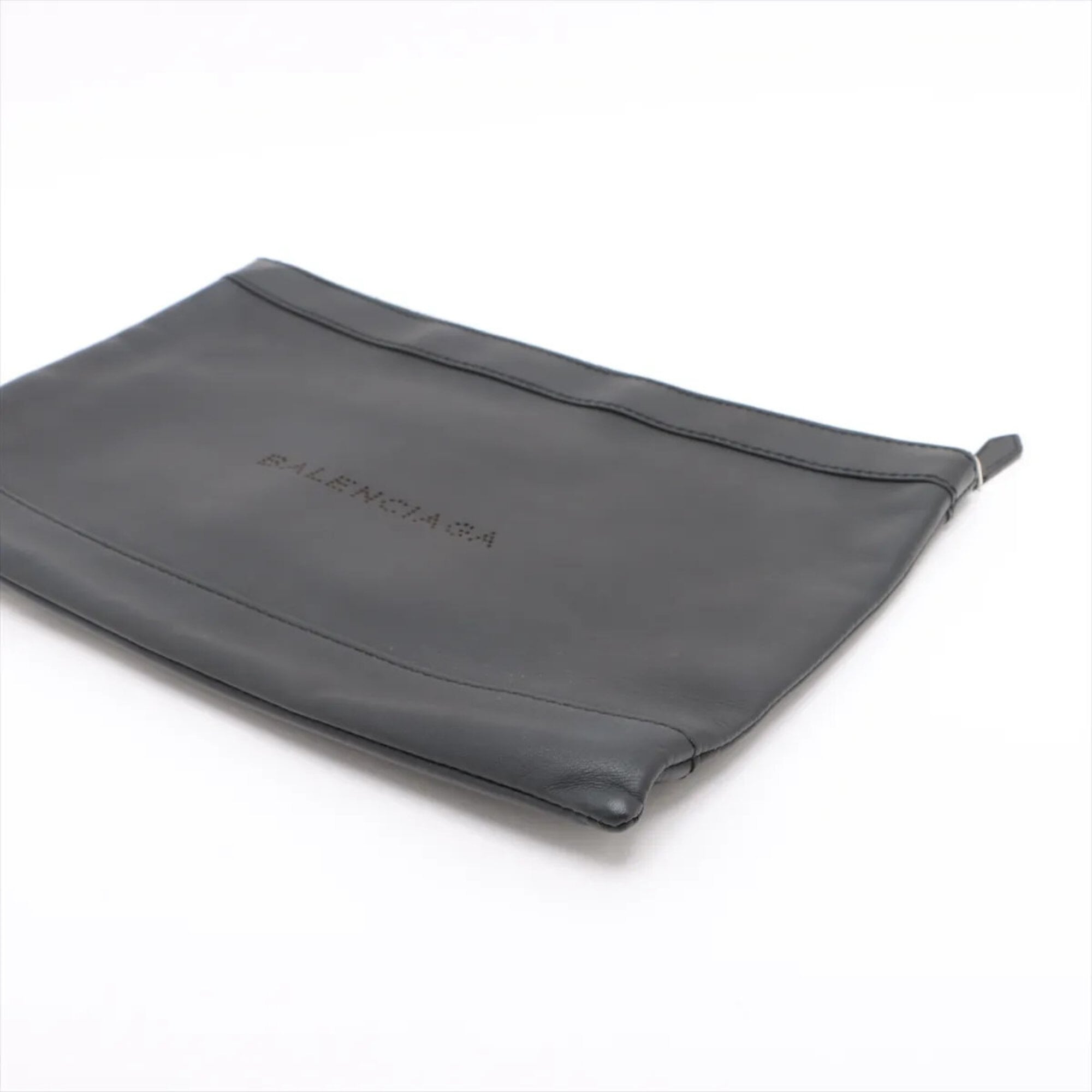 Balenciaga Black Leather Clutch Bag Pouch (Pre-Owned)