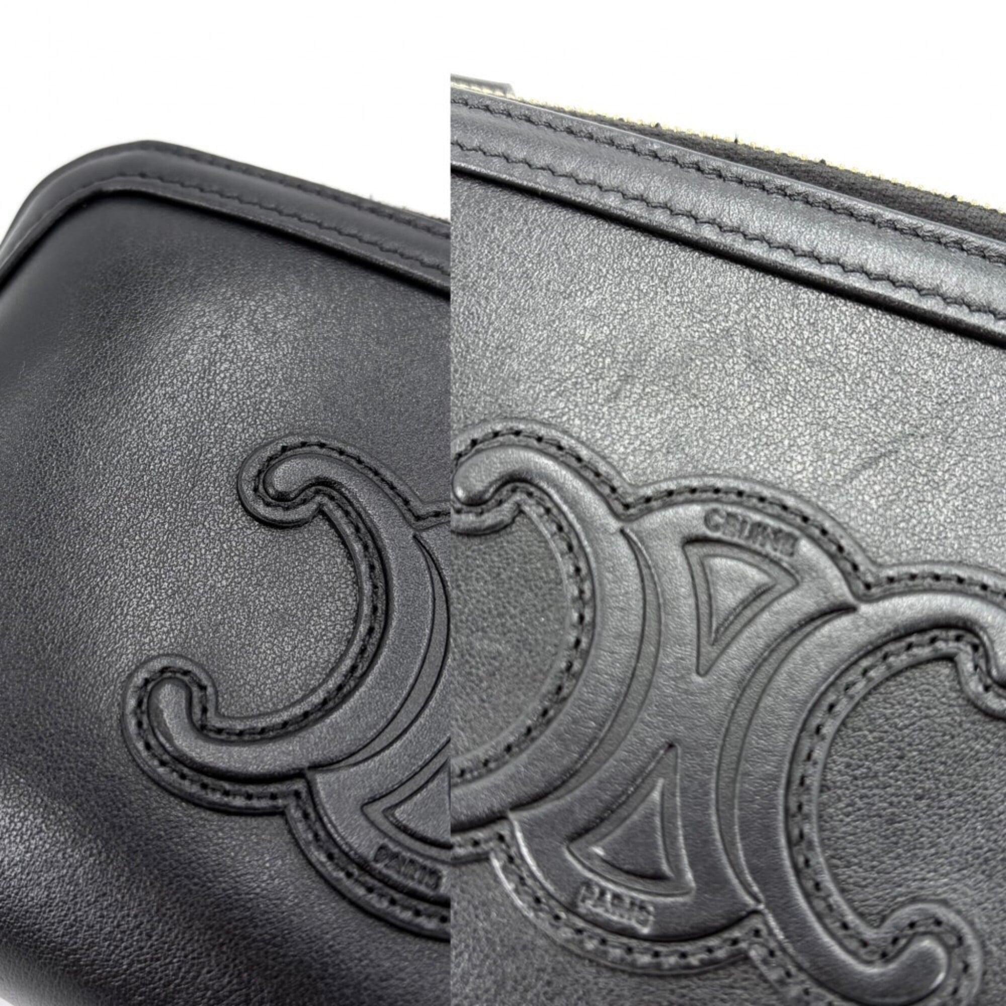 Celine Black Leather Pochette Shoulder Bag (Pre-Owned)