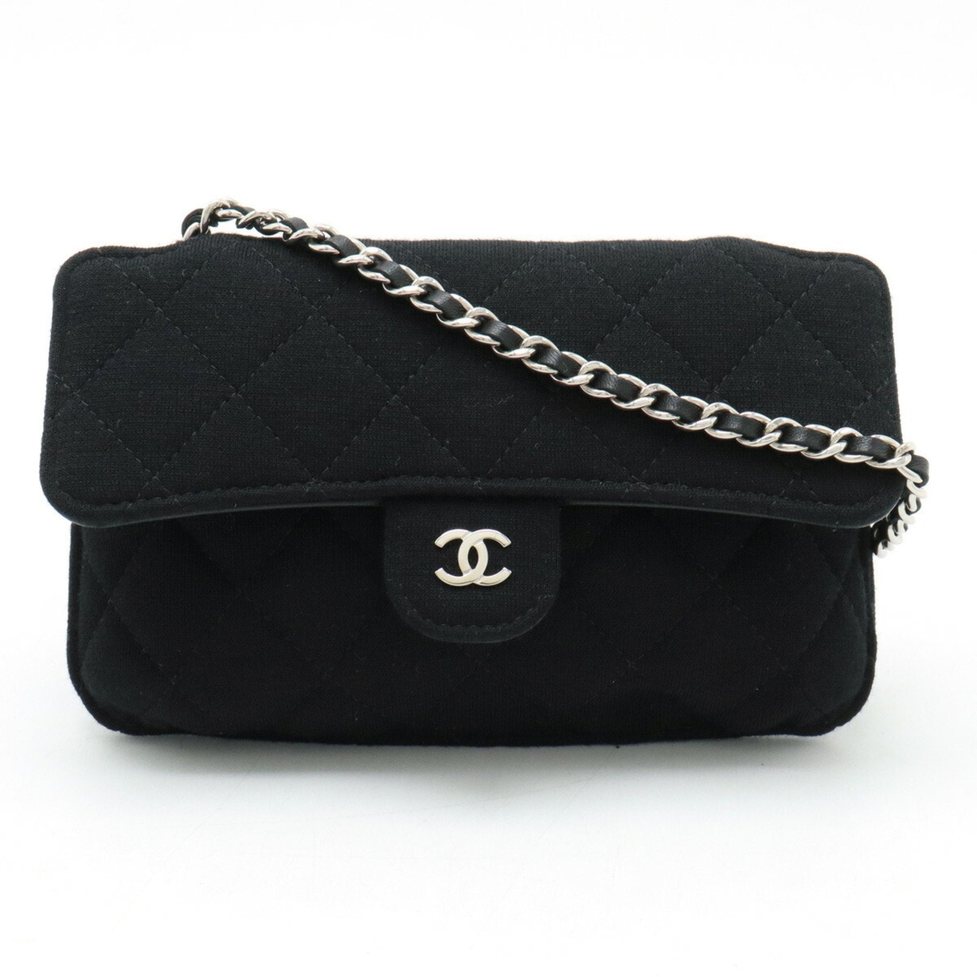 Chanel Black Gray Cotton Nylon Shoulder Bag (Pre-Owned)