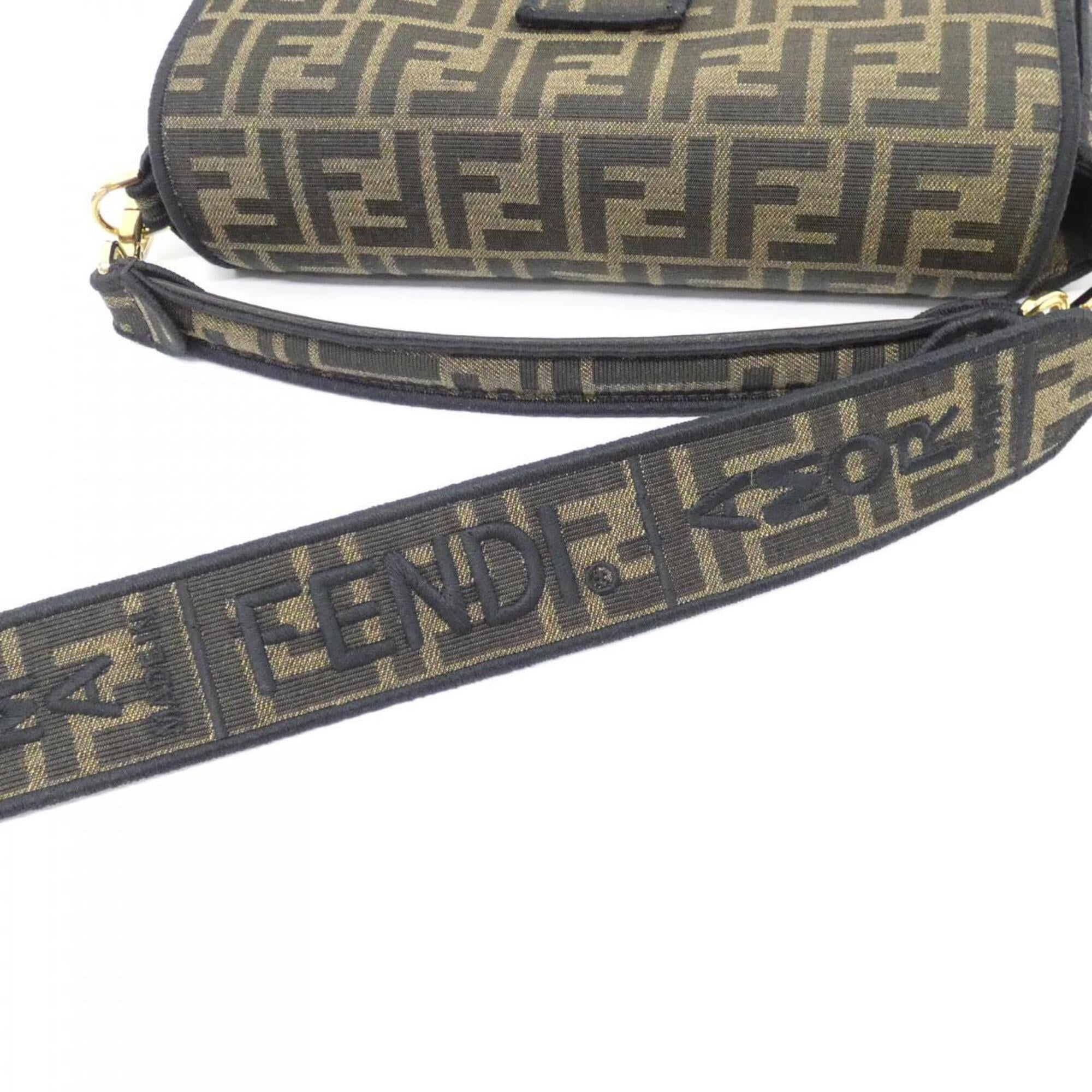 Fendi Baguette Black Brown Nylon Shoulder Bag (Pre-Owned)