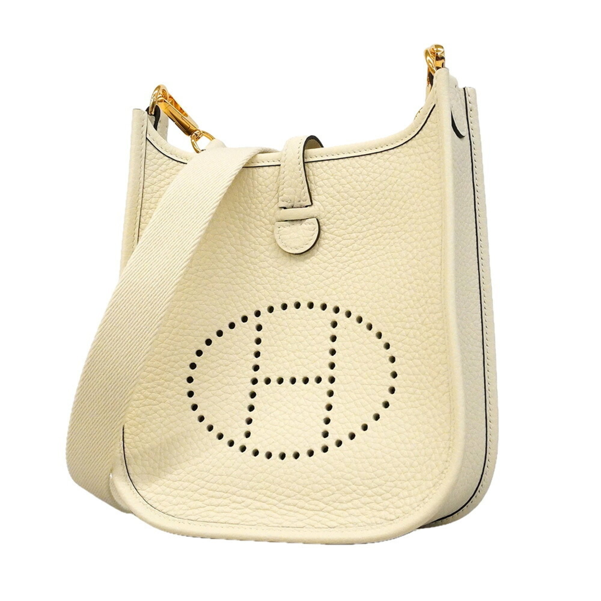 Hermes Cream Taurillon Clemence Leather Shoulder Bag (Pre-Owned)