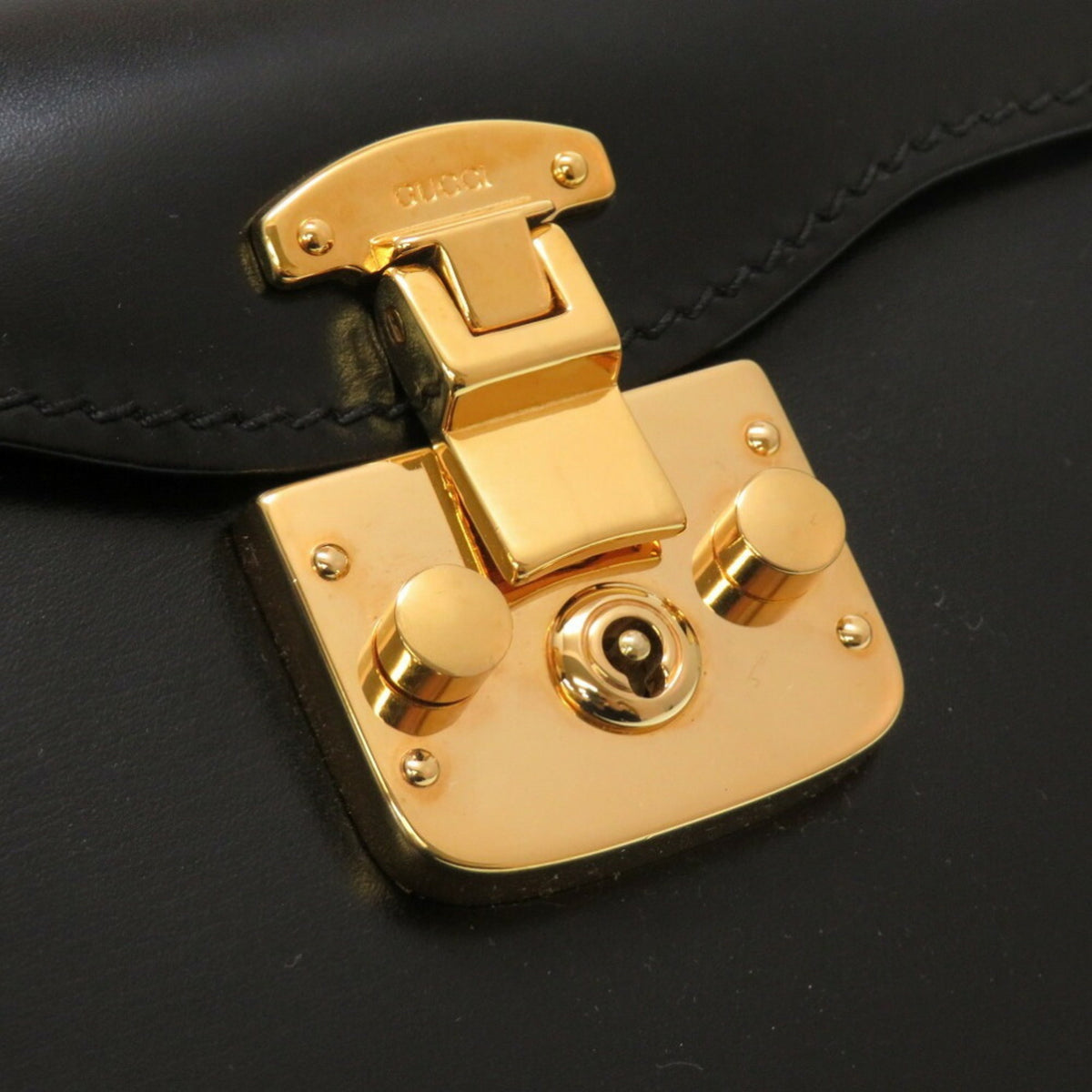 Gucci Black Leather Handbag Vanity Bag (Pre-Owned)