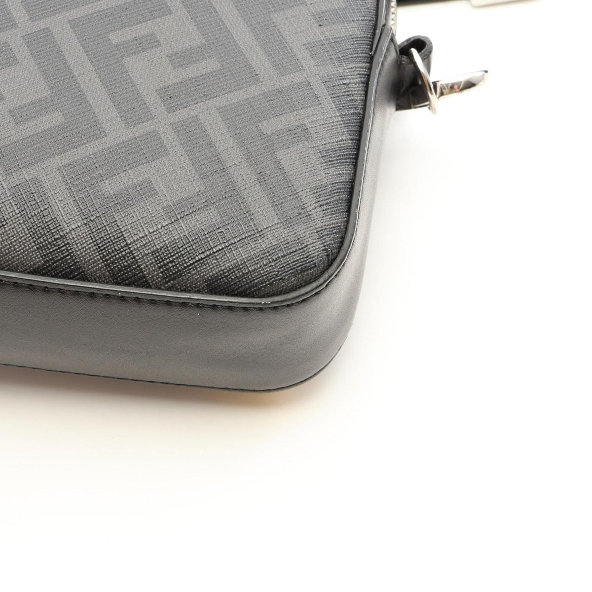 Fendi Black Gray Yellow Coated Canvas Leather Handbag Shoulder Bag (Pre-Owned)