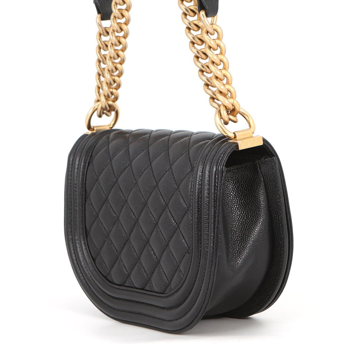 Chanel Black Grained Calfskin Handbag Shoulder Bag (Pre-Owned)