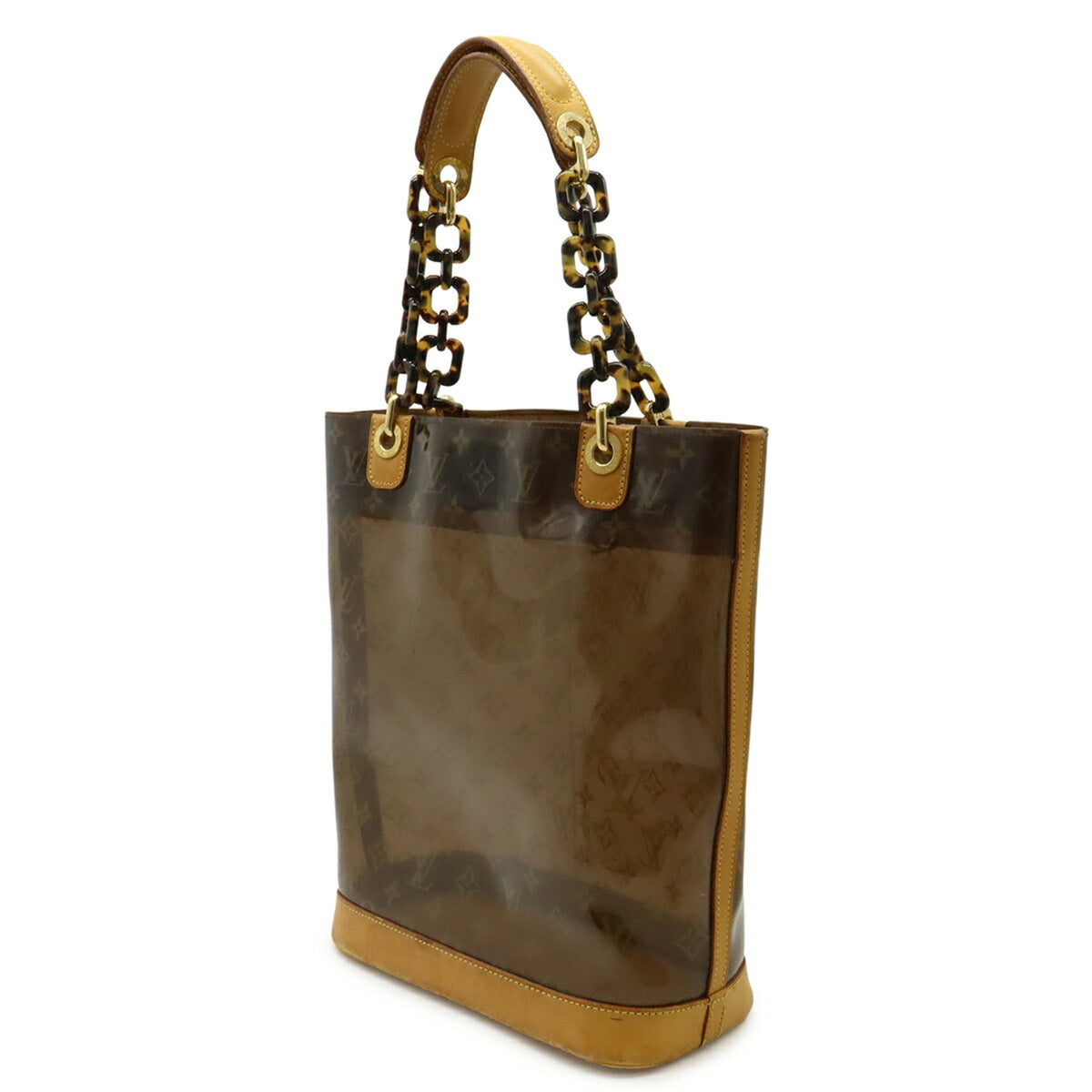 Louis Vuitton Brown Leather Vinyl Pouch Tote Bag (Pre-Owned)