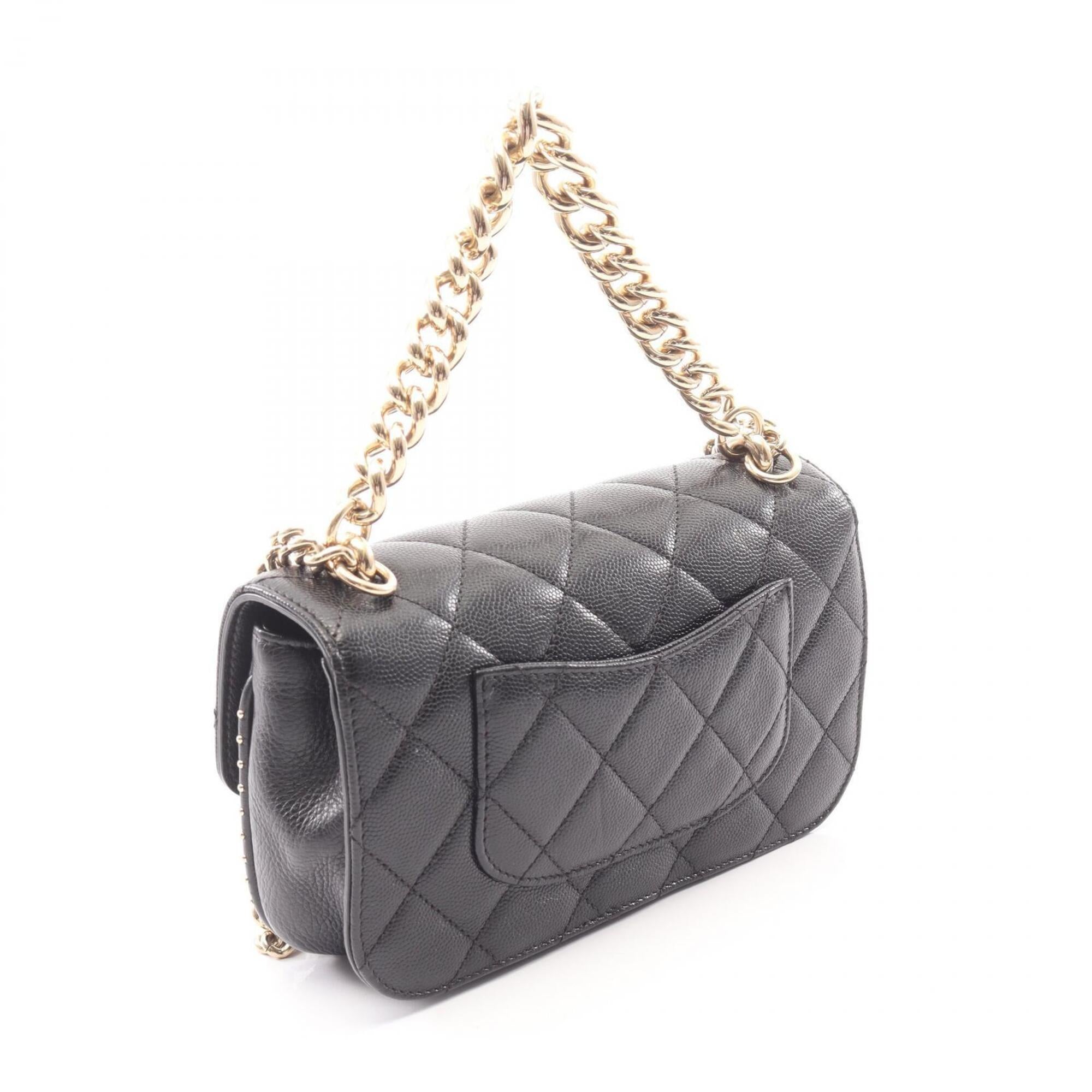 Chanel Black Grained Calfskin Handbag Shoulder Bag (Pre-Owned)