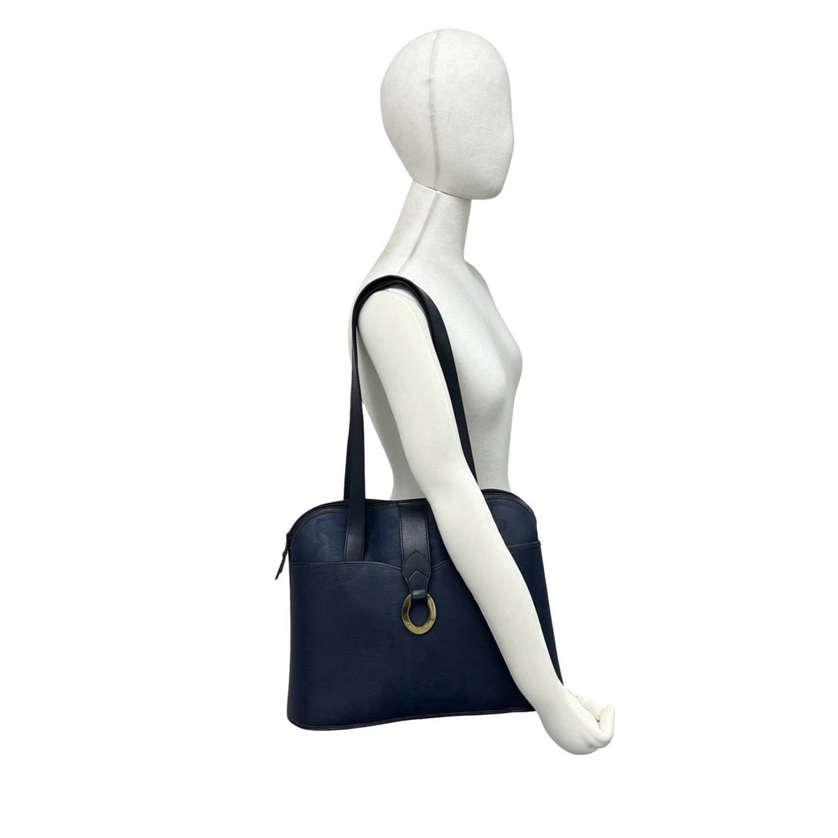Christian Dior Black Navy Leather Pvc Shoulder Bag Tote Bag (Pre-Owned)