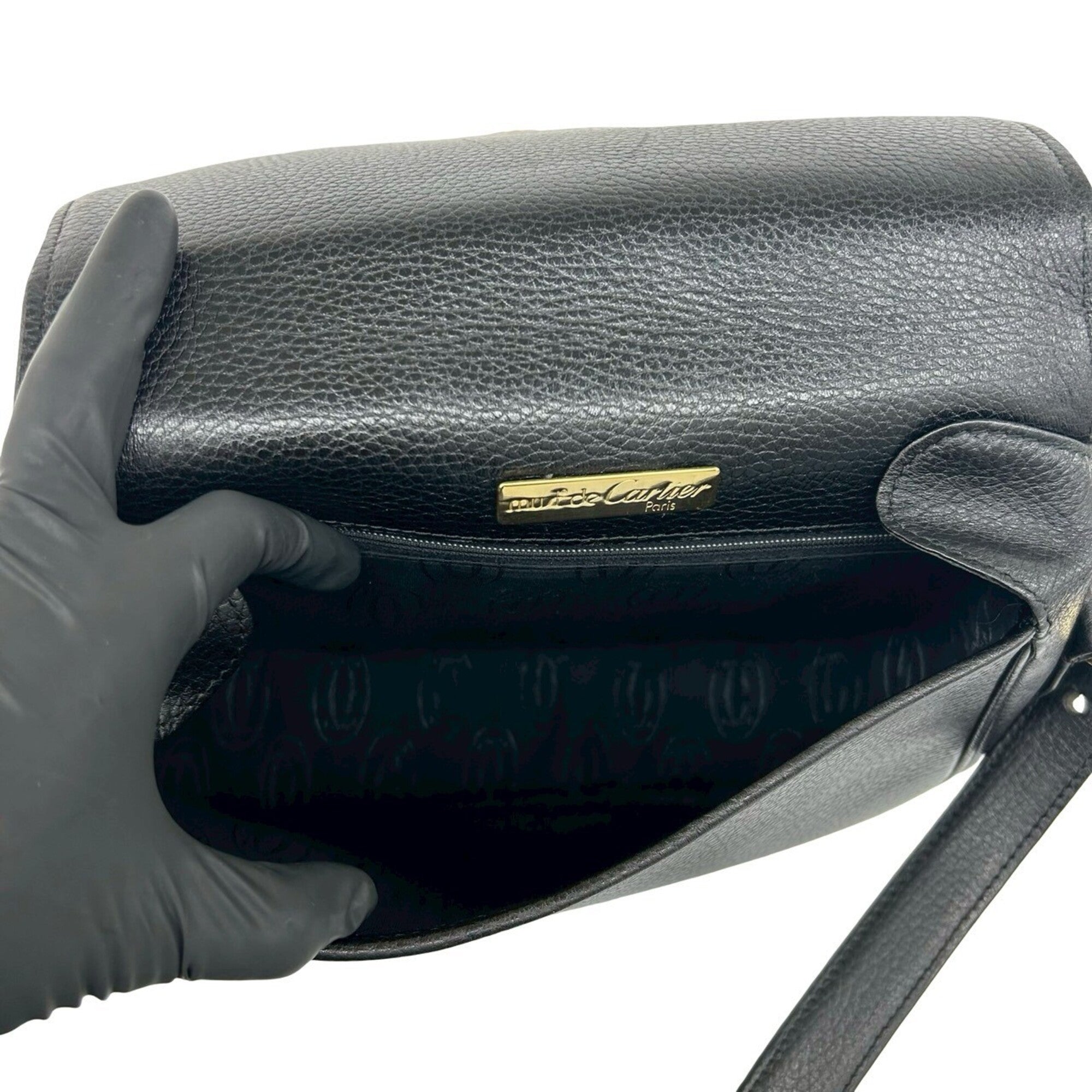 Cartier Black Leather Shoulder Bag (Pre-Owned)