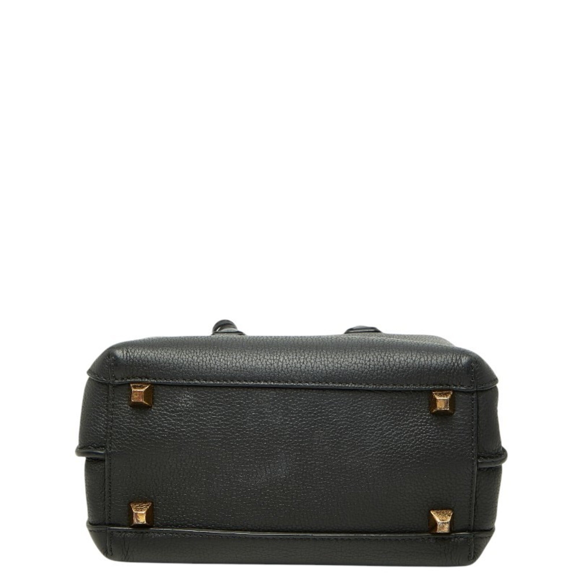 Mcm Black Leather Handbag Shoulder Bag (Pre-Owned)