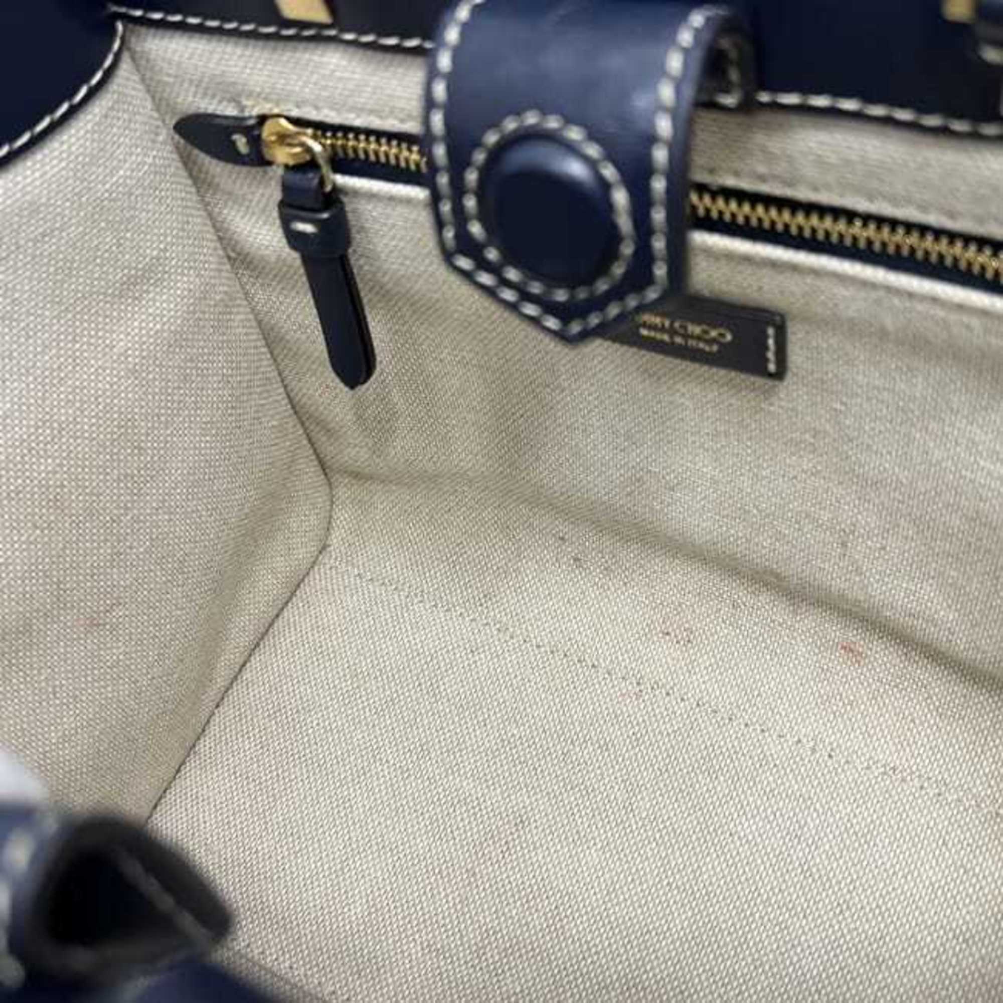 Jimmy Choo Blue Navy Denim Leather Handbag Shoulder Bag (Pre-Owned)
