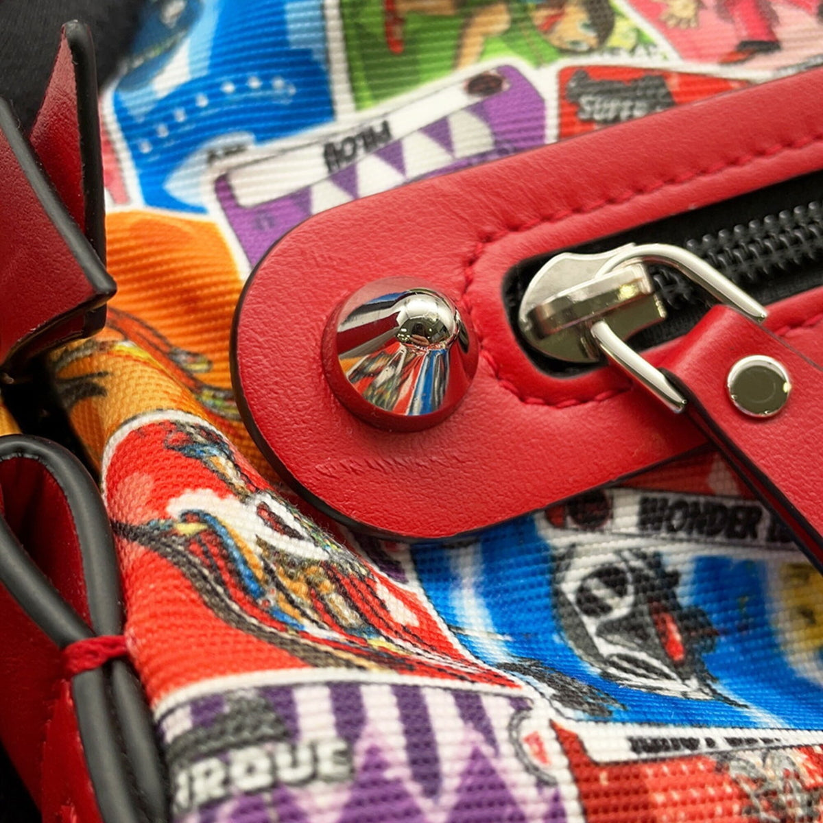 Christian Louboutin Red Color Canvas Leather Backpack (Pre-Owned)