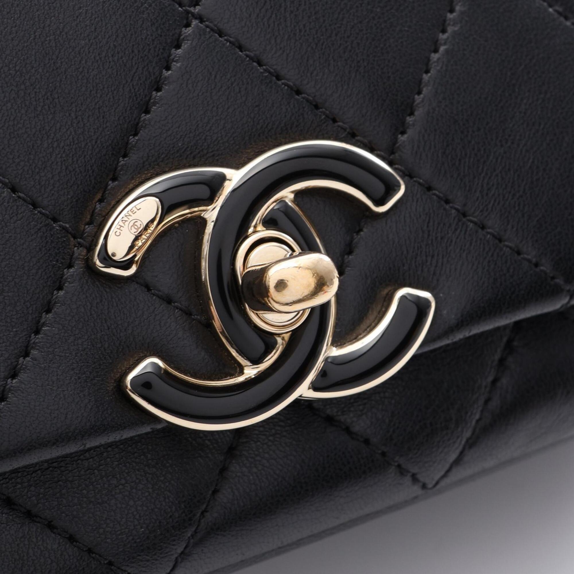 Chanel Black Leather Handbag Shoulder Bag (Pre-Owned)