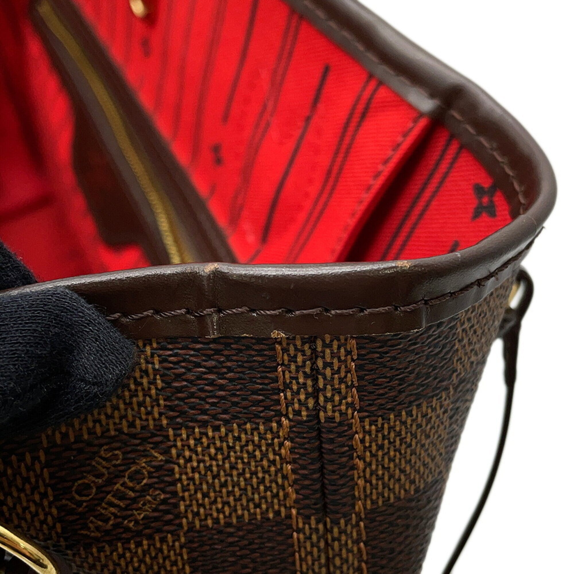 Louis Vuitton Damier Damier Canvas Ebene Red Color Handbag Tote Bag (Pre-Owned)