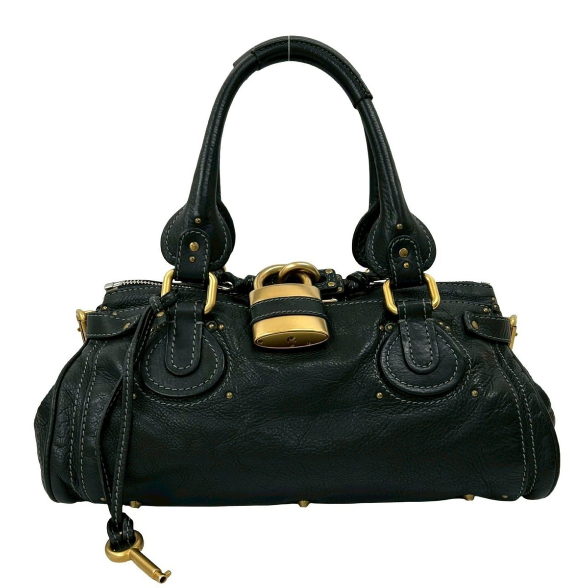 Chloé Black Leather Boston Bag Handbag Shoulder Bag (Pre-Owned)