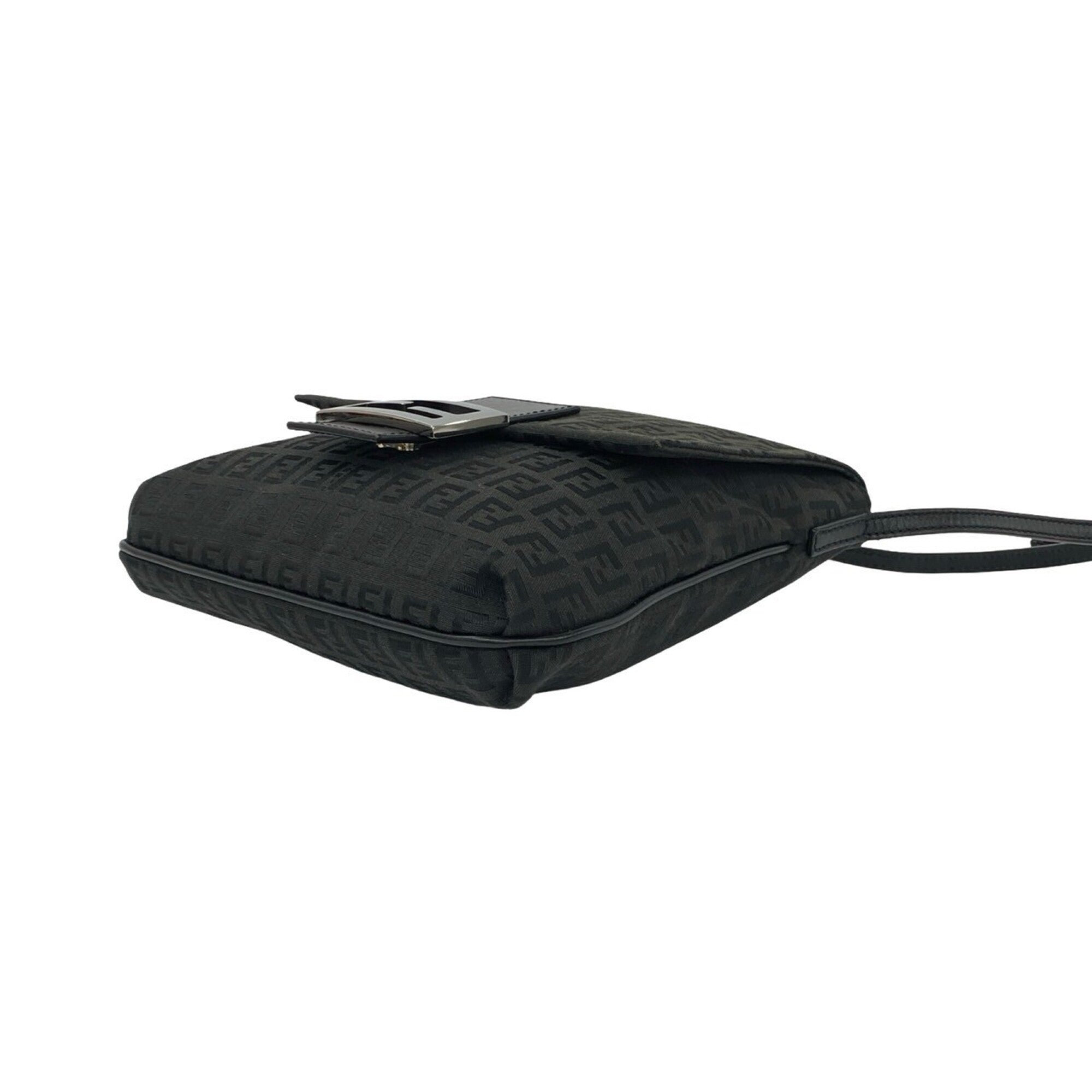 Fendi Black Canvas Leather Pochette Shoulder Bag (Pre-Owned)