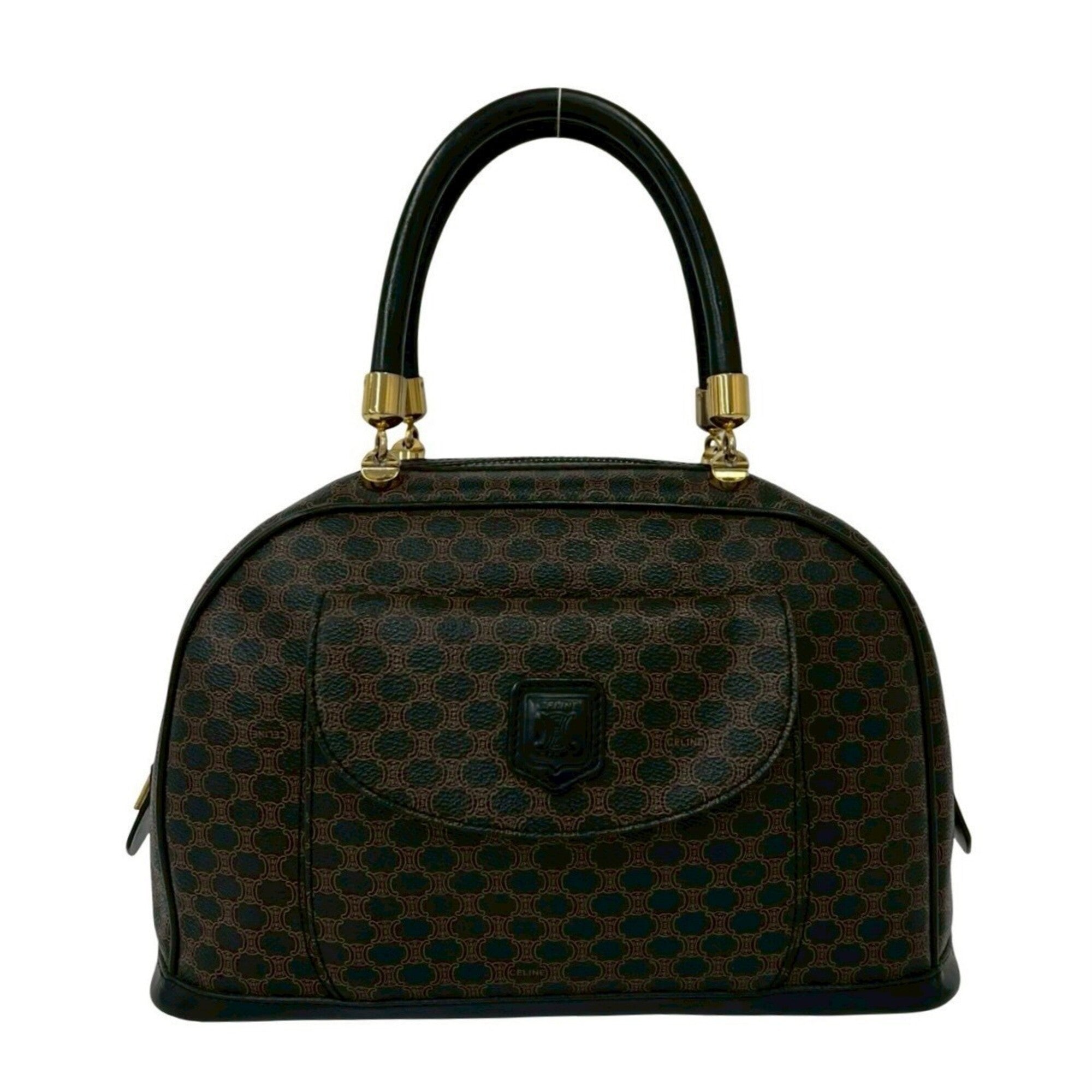 Celine Brown Leather Pvc Boston Bag Handbag (Pre-Owned)