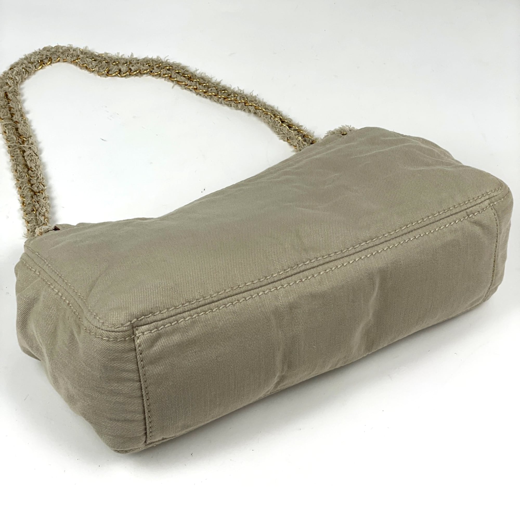 Prada Beige Canvas Shoulder Bag (Pre-Owned)
