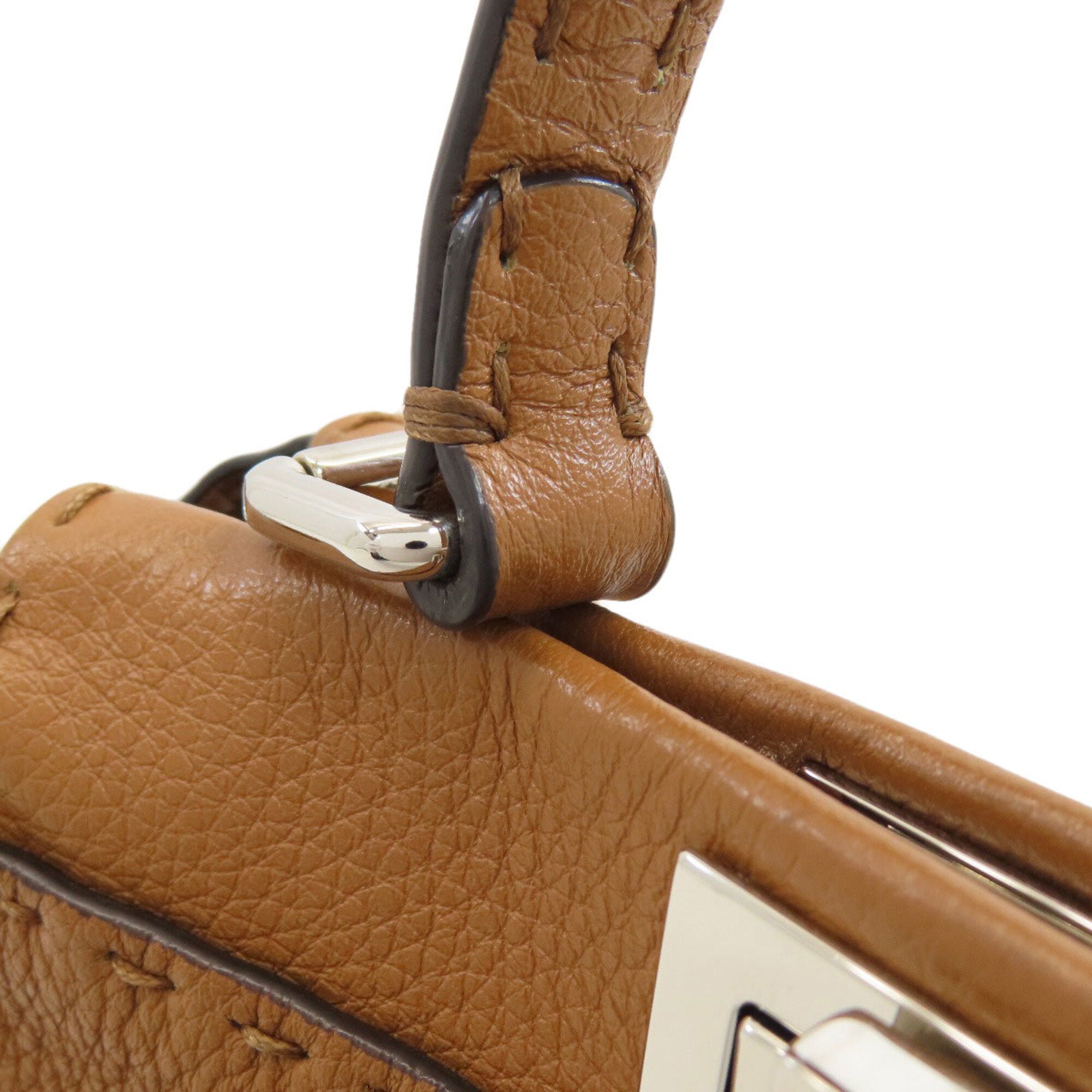 Fendi Peekaboo Brown Leather Handbag (Pre-Owned)