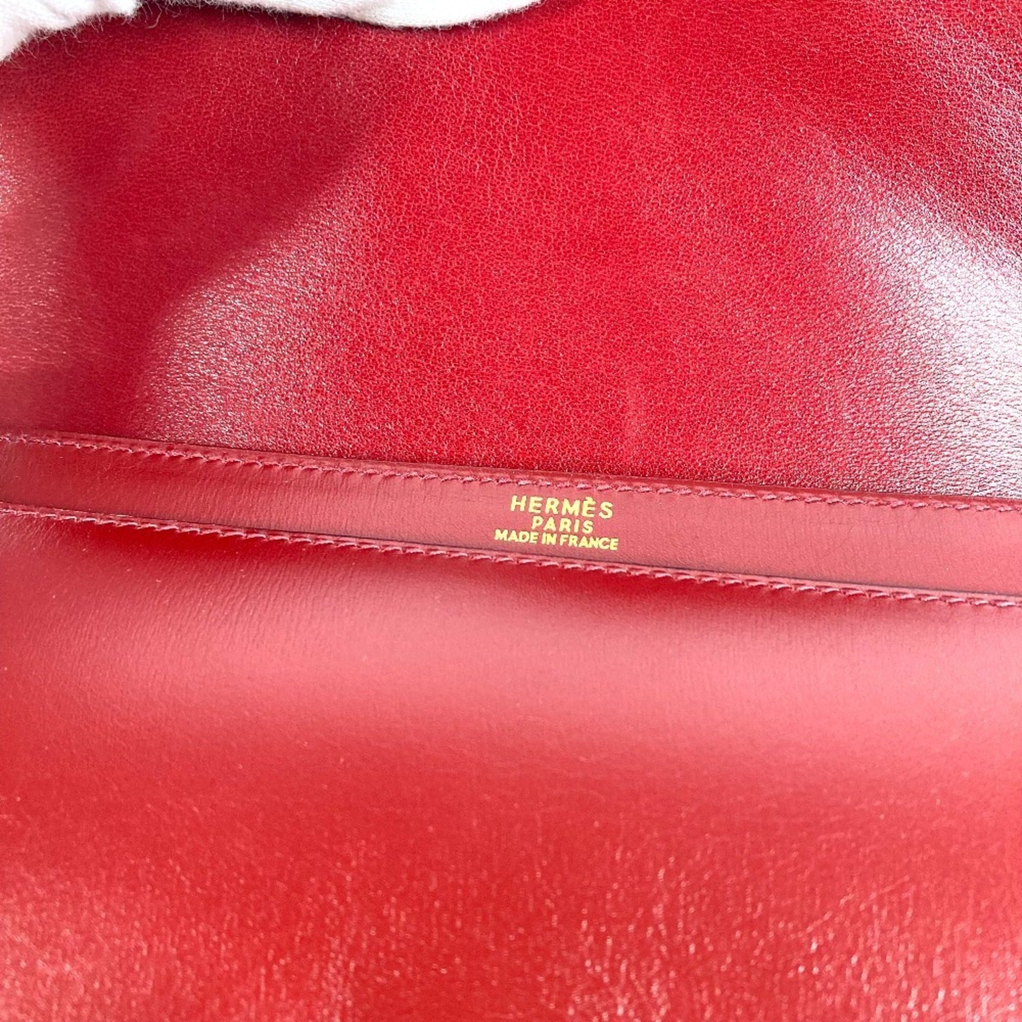 Hermes Brown Box Calf Leather Clutch Bag Handbag (Pre-Owned)
