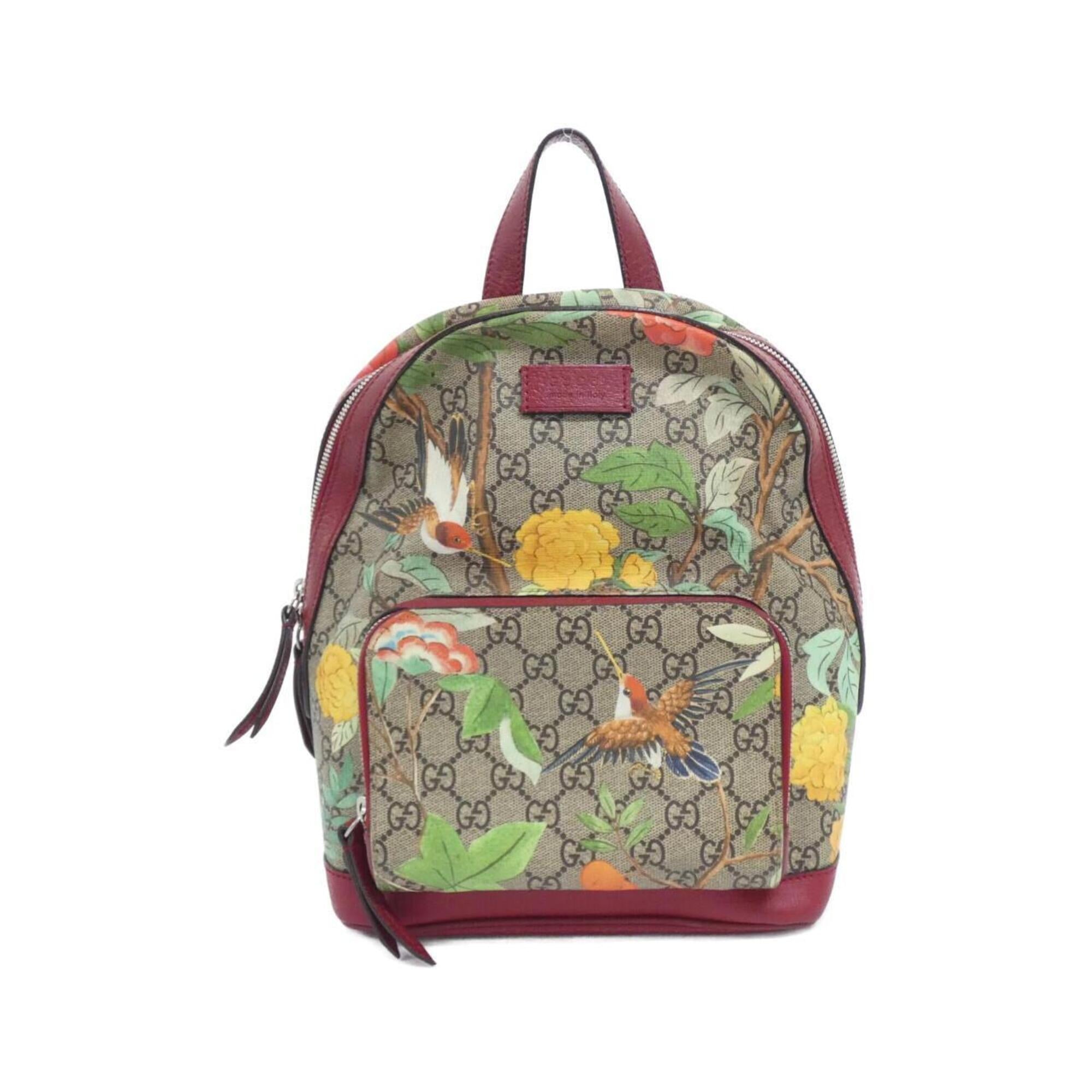 Gucci Beige Red Color Gg Supreme Canvas Backpack (Pre-Owned)