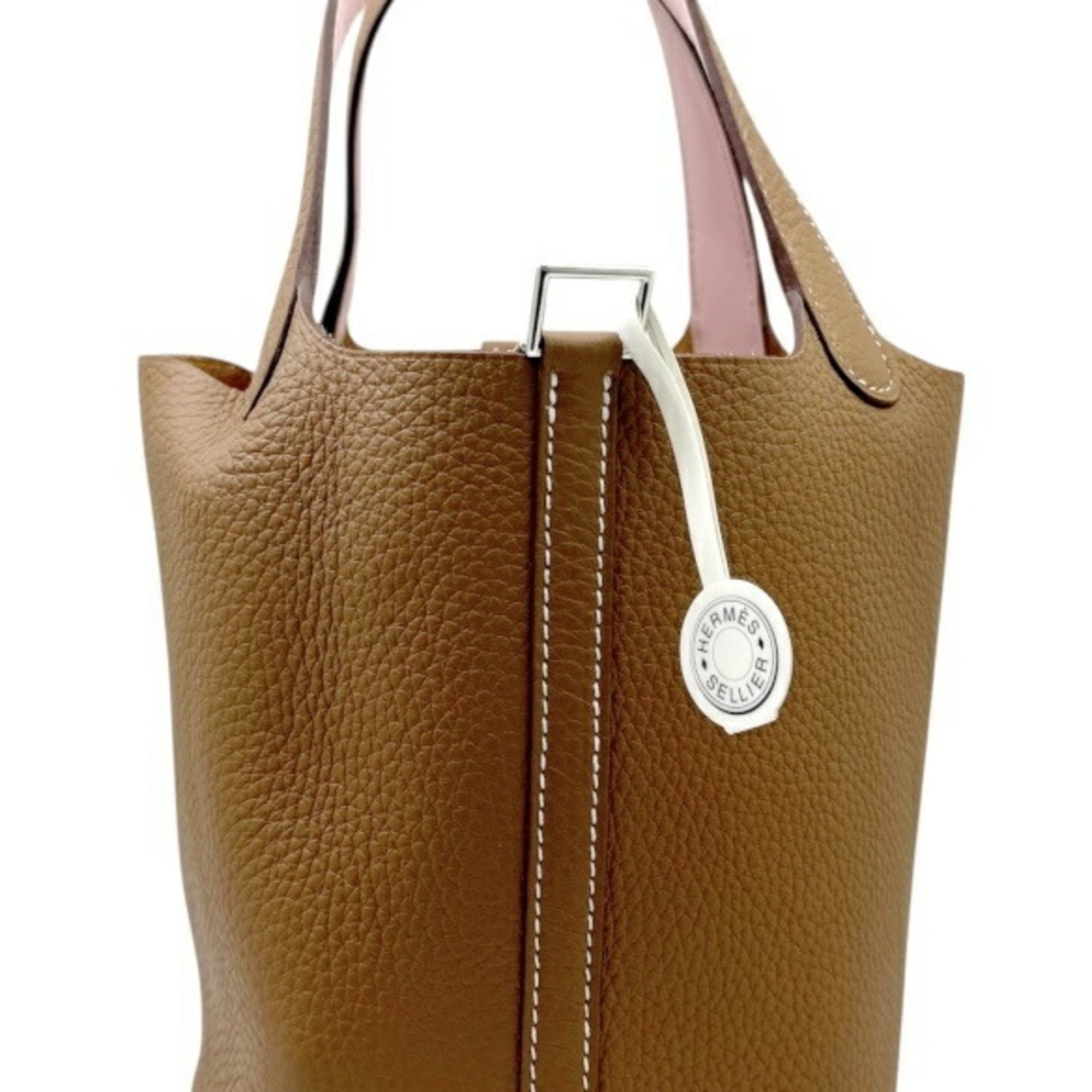 Hermes Gold Rose Sakura Taurillon Clemence Leather Handbag (Pre-Owned)